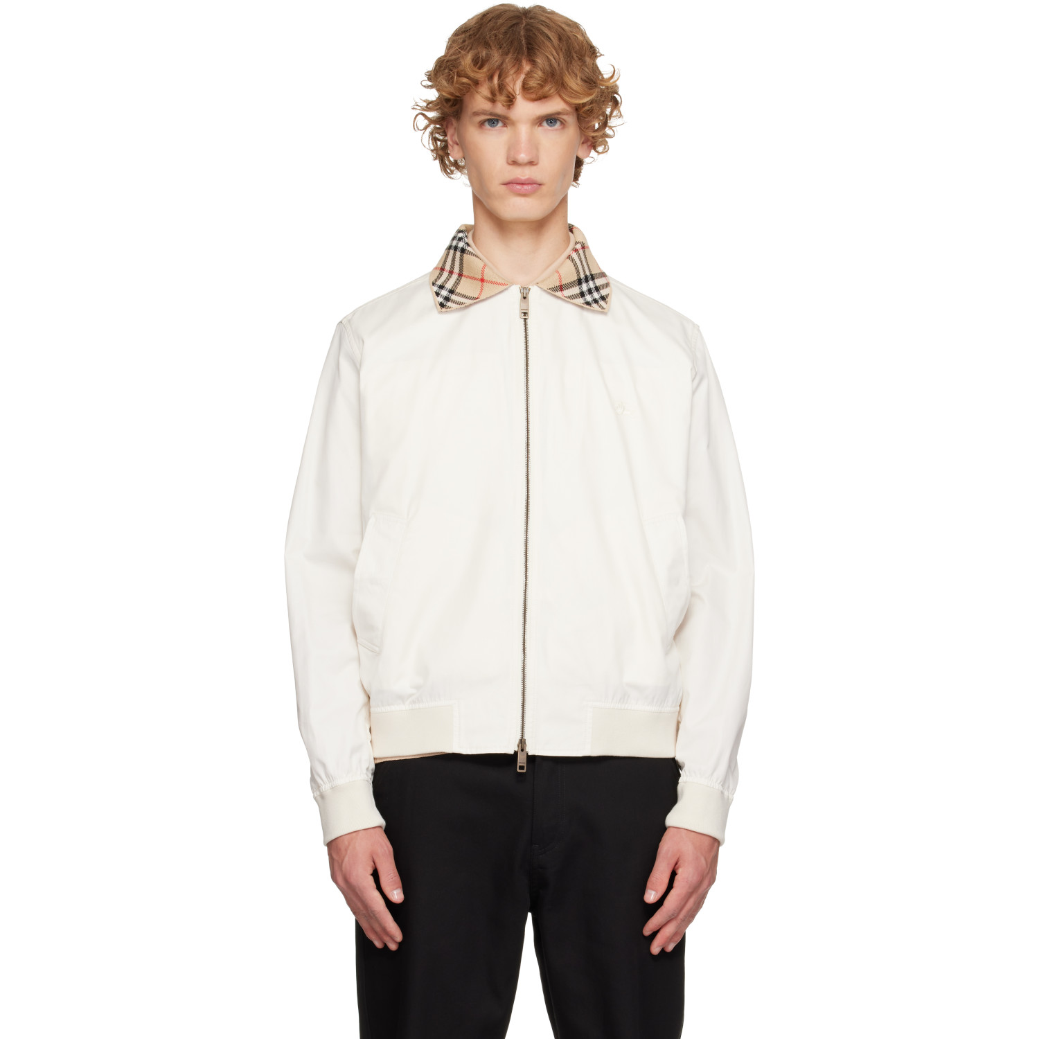 Burberry Off-White Gabardine Glenfields Harrington Jacket