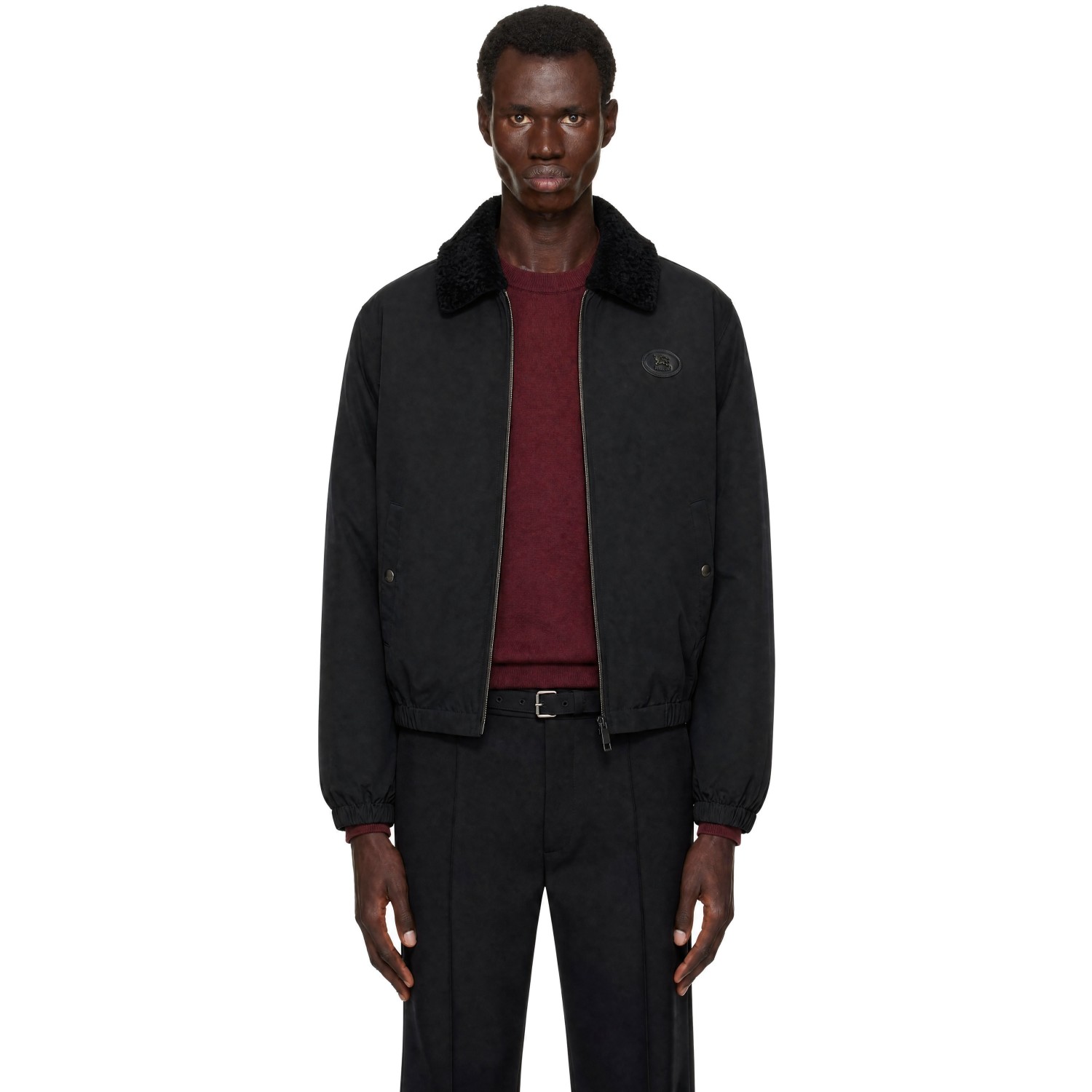 Burberry Black Nylon Cotton Farnborough Down Aviator Jacket