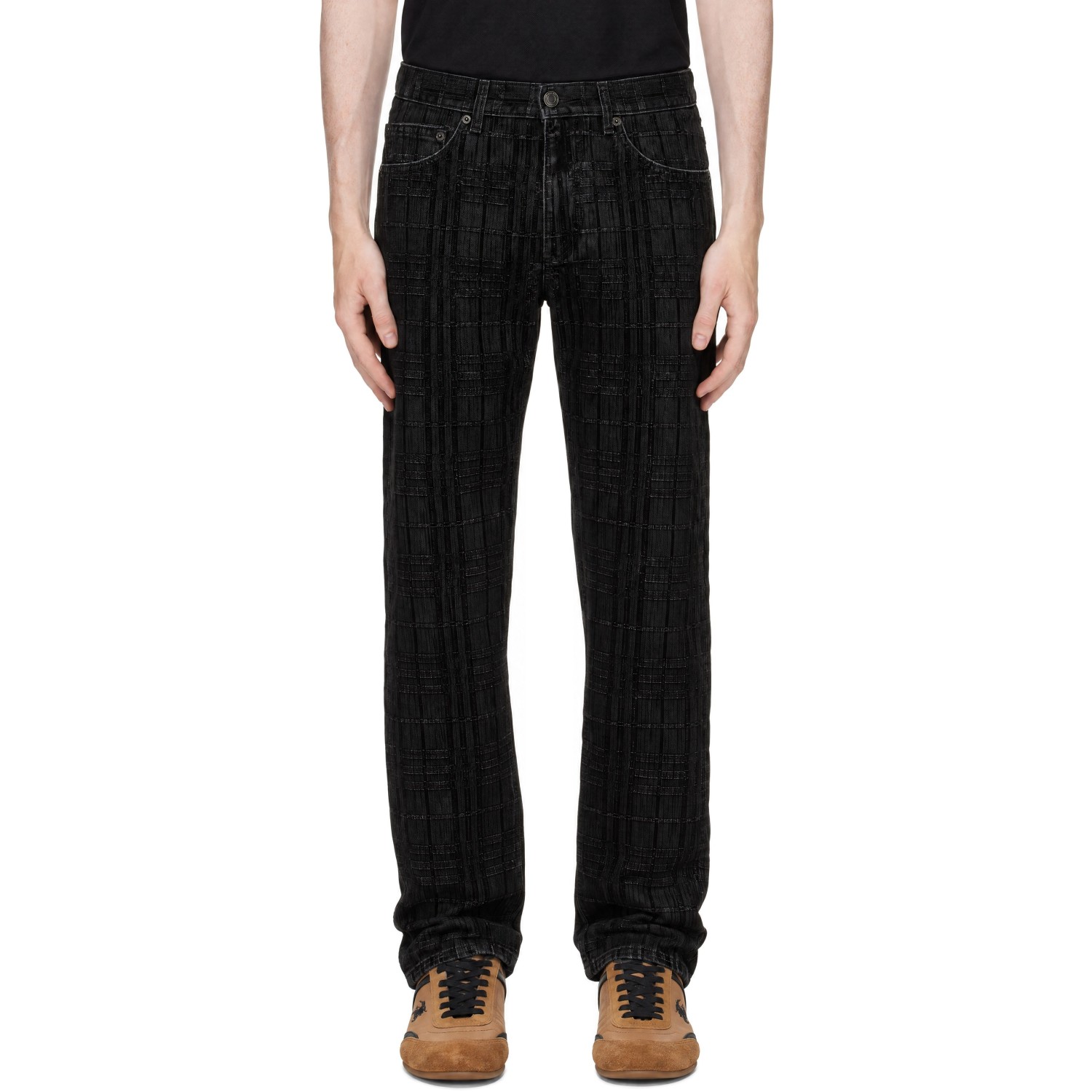 Burberry Black Check Flocked Straight Jeans