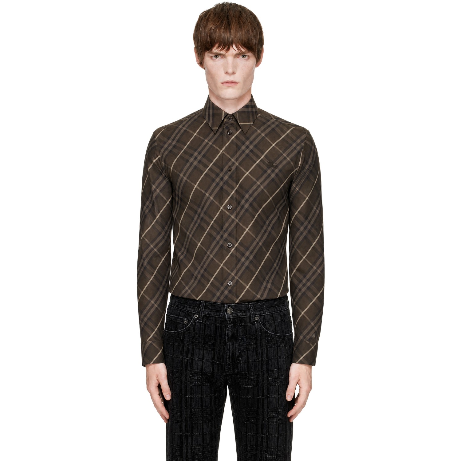 Burberry Brown Classic Fit Check Cotton Shirt
