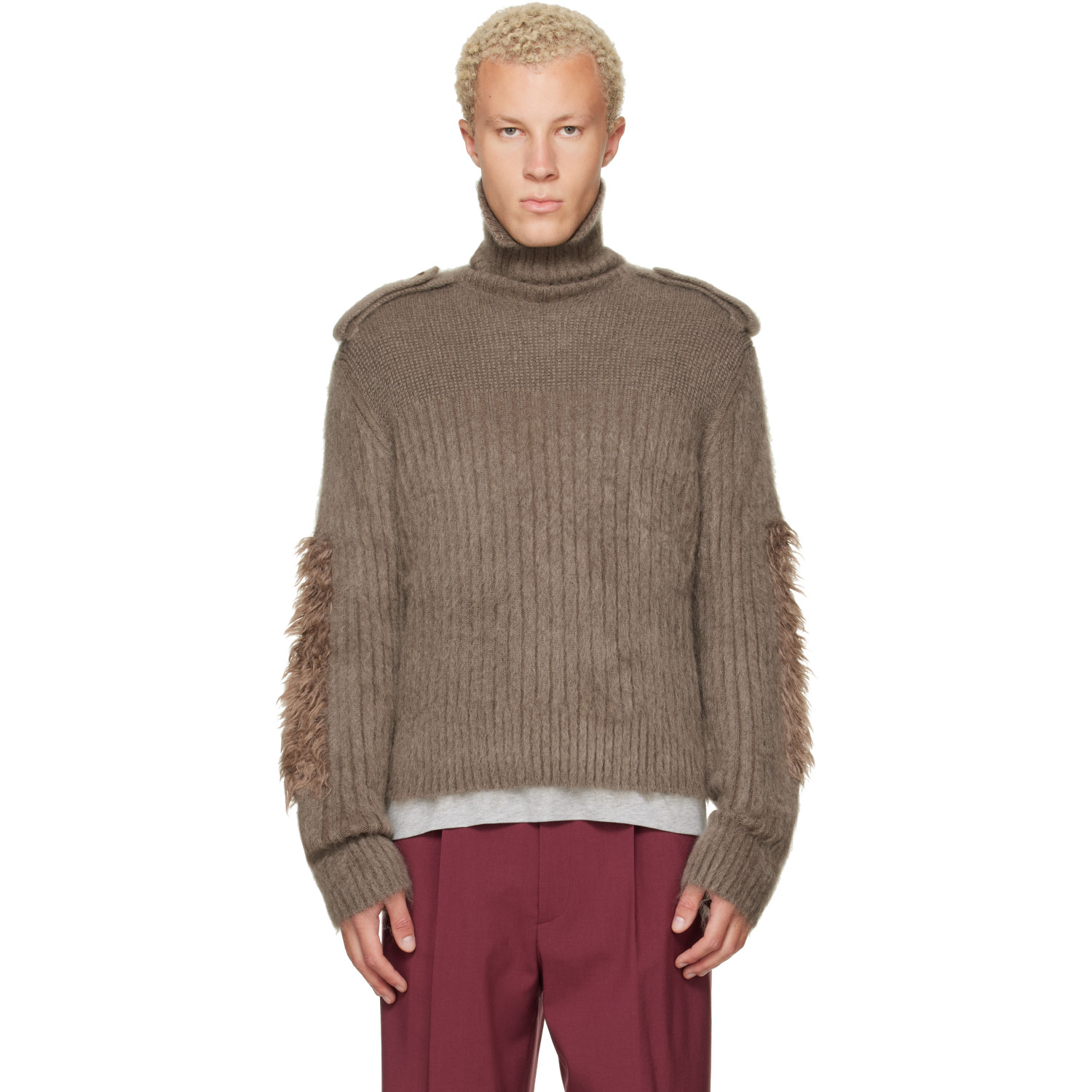 Burberry Taupe Epaulet Turtleneck