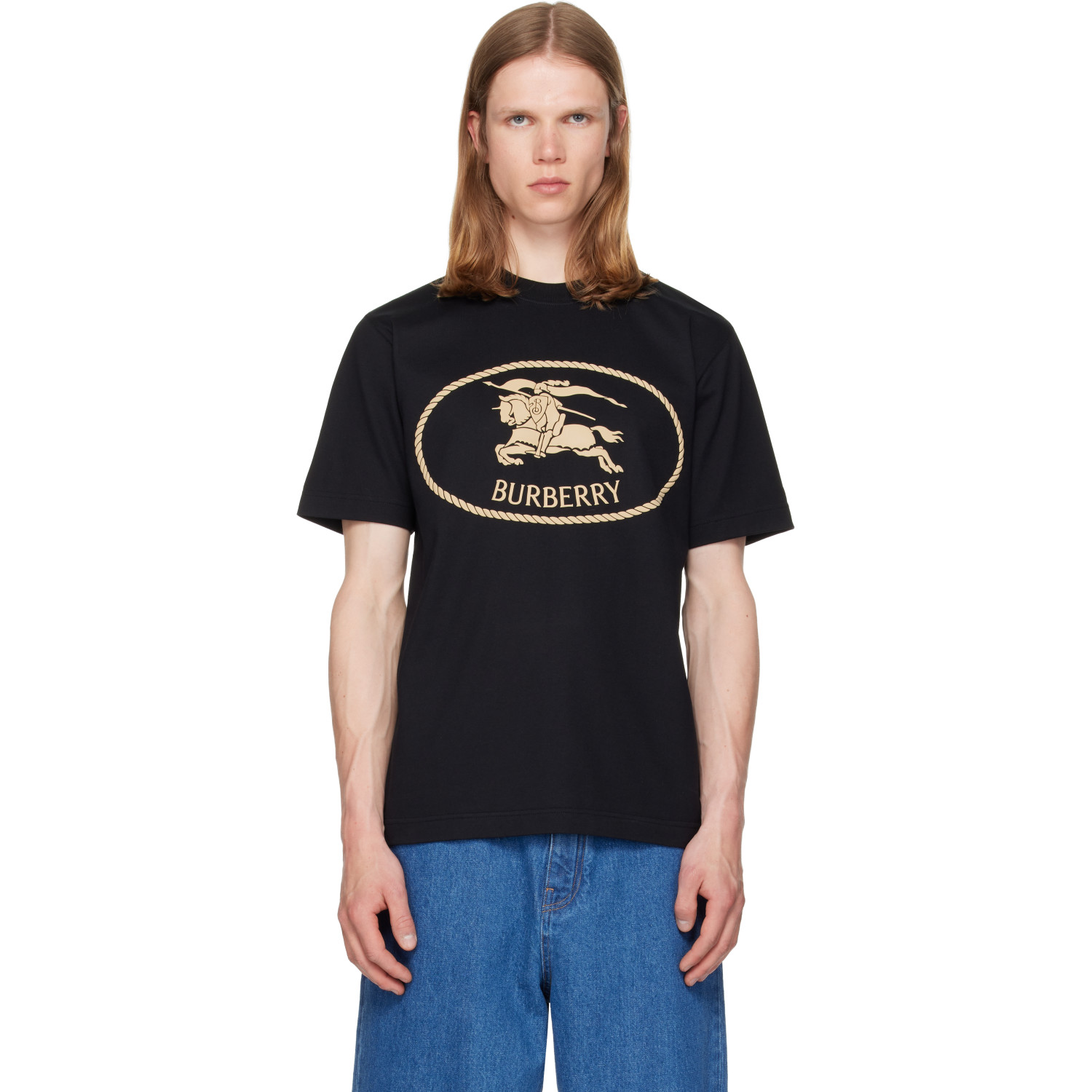 Burberry Black Knight Stamp Cotton T-shirt