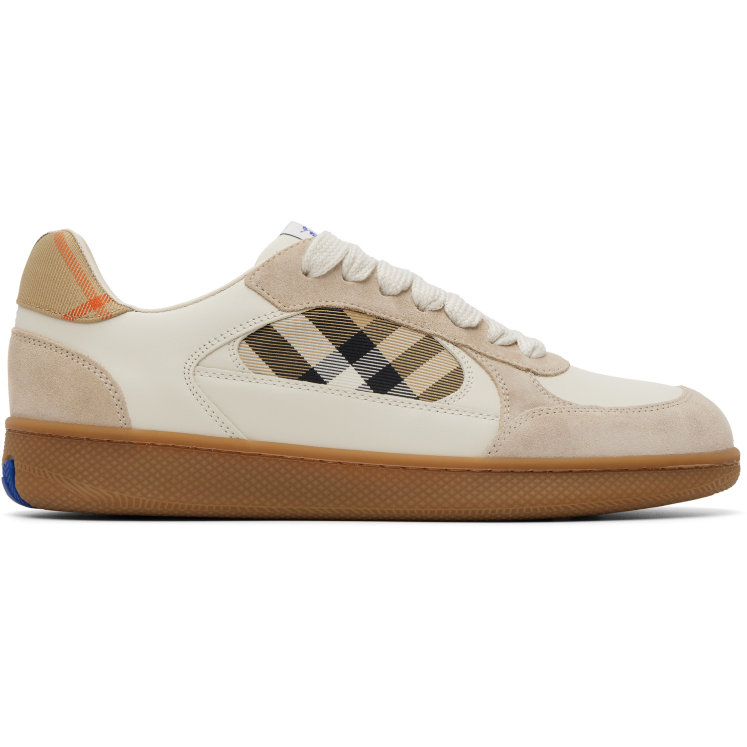 Burberry Beige Leather Suede & Check Terrace Sneakers​