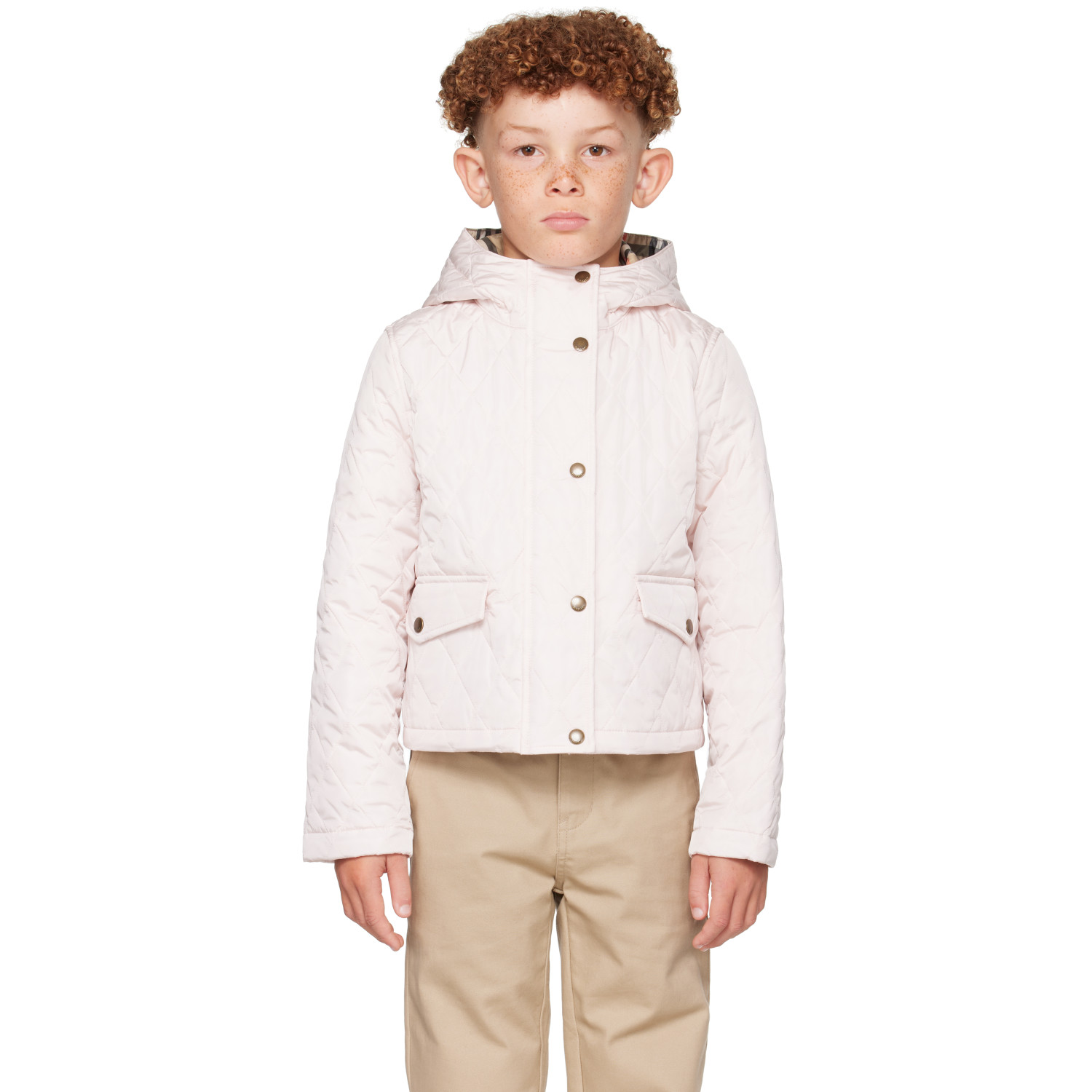 Burberry Kids Pink Quilted Nylon Parka