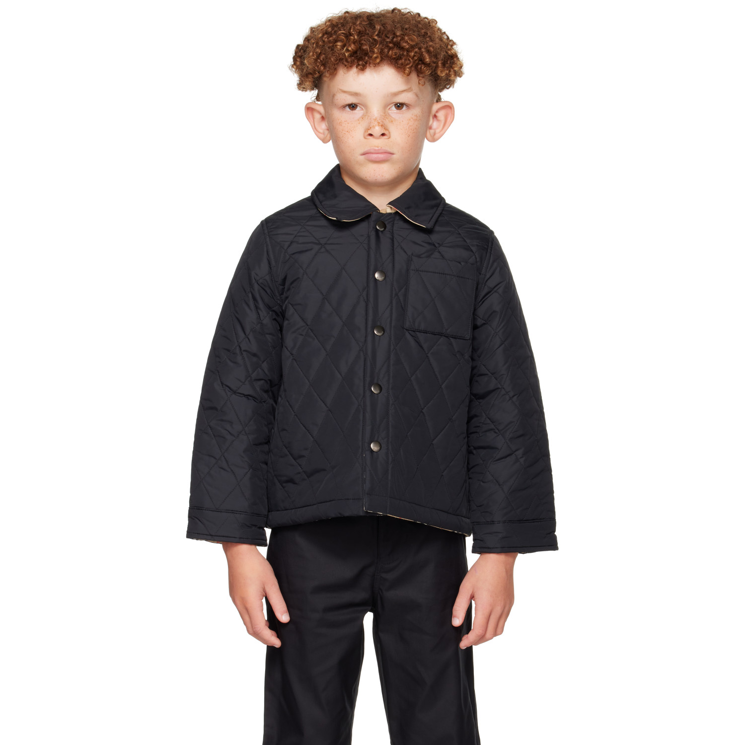 Burberry Kids Black Reversible Quilted Nylon Jacket