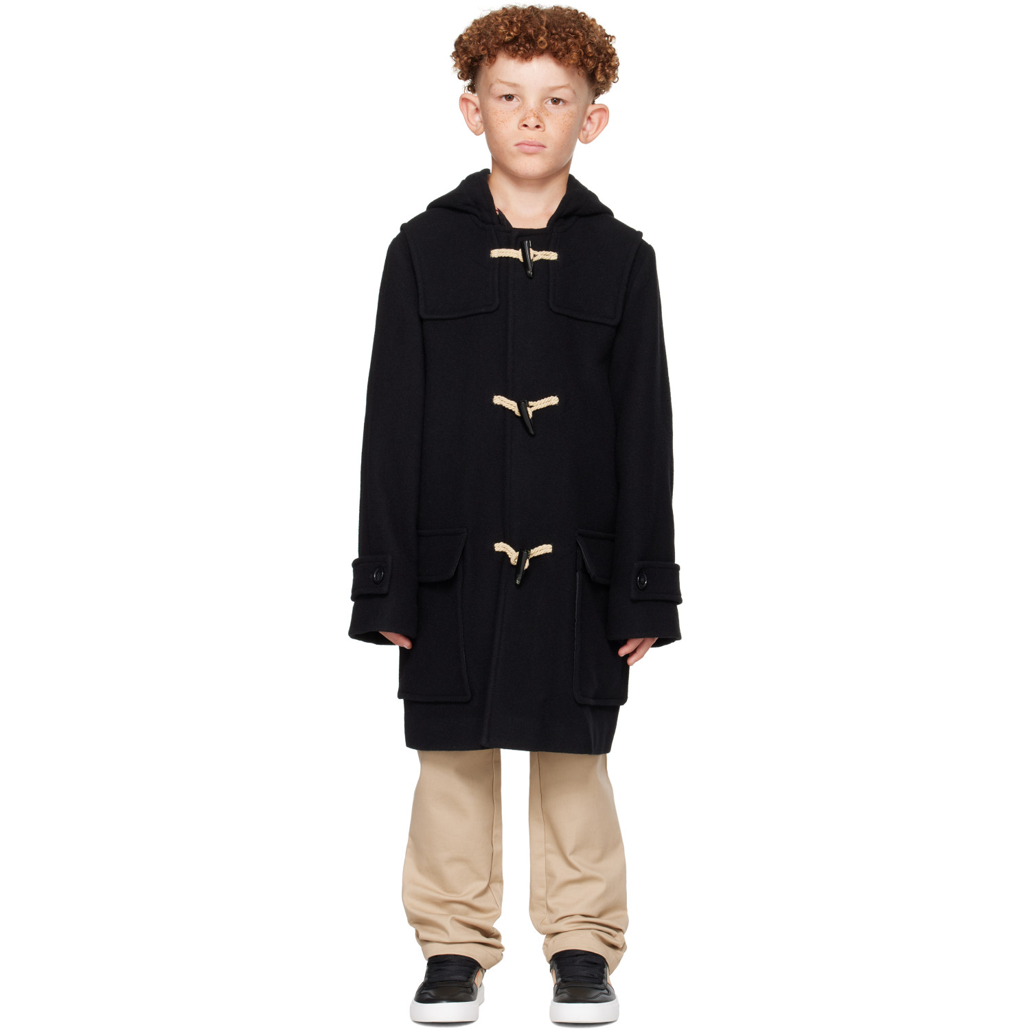 Burberry Kids Black Wool Blend Duffle Coat