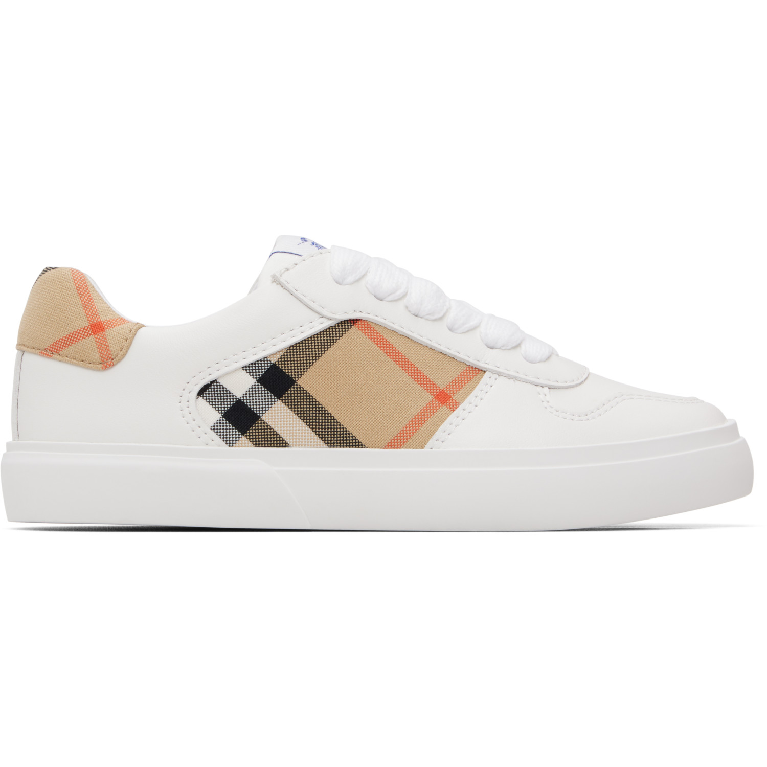 Burberry Kids White Check & Leather Sneakers