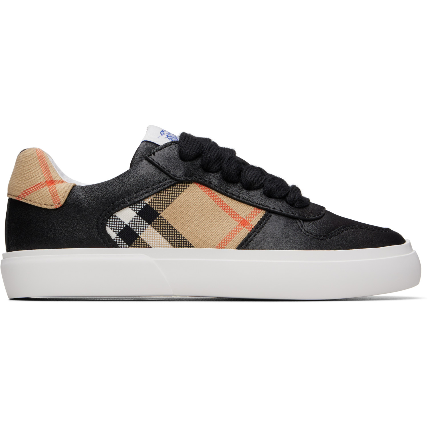Burberry Kids Black Check & Leather Sneakers