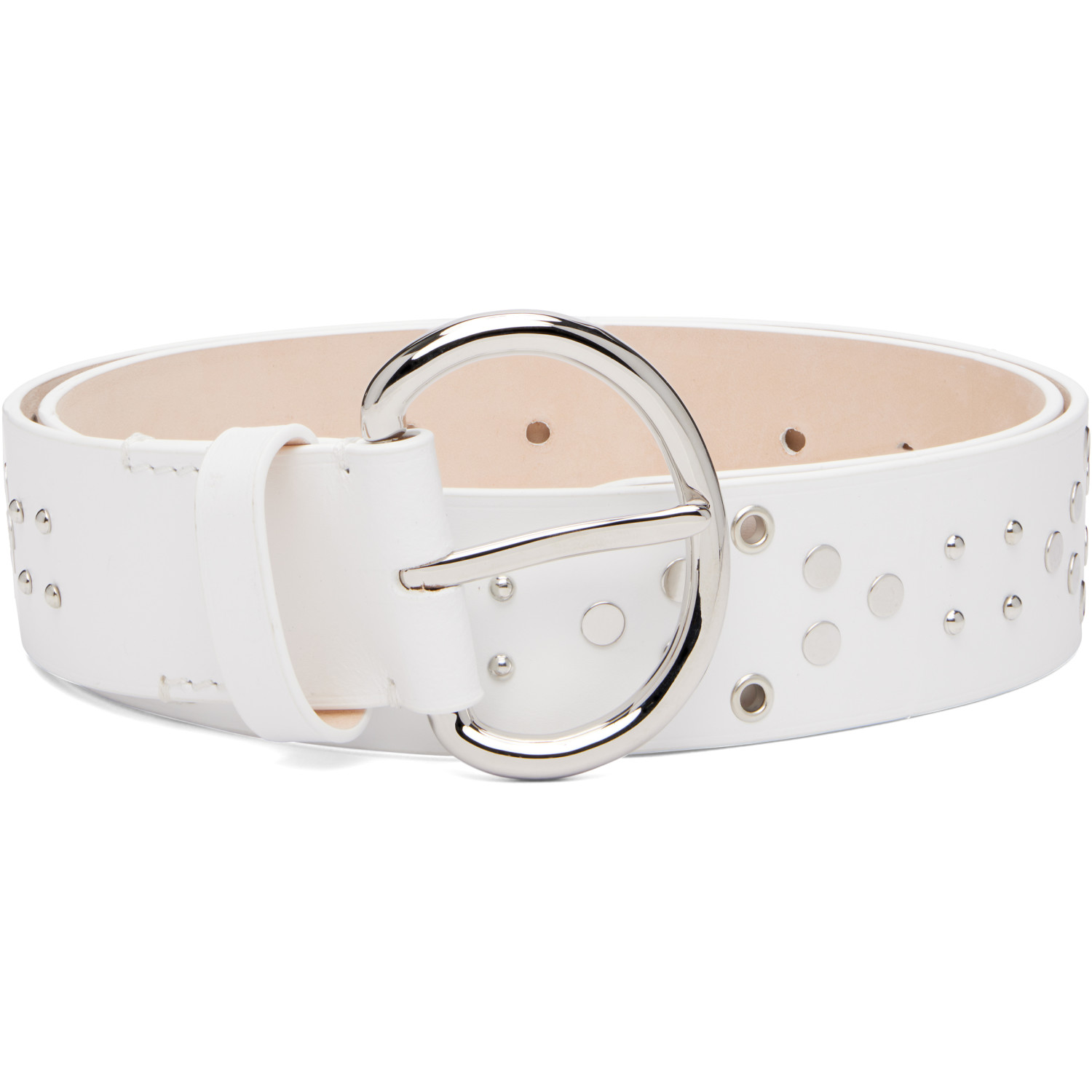 Marni White Metal Studs Leather Belt