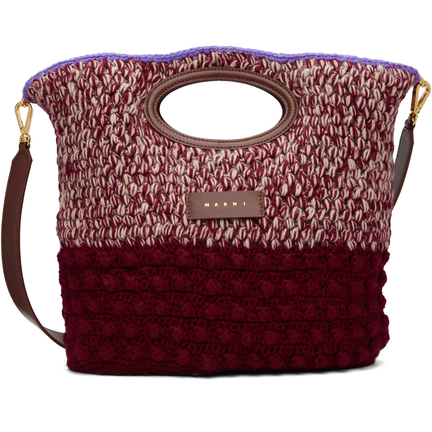 Marni Burgundy Wool Knotty Crochet Bag