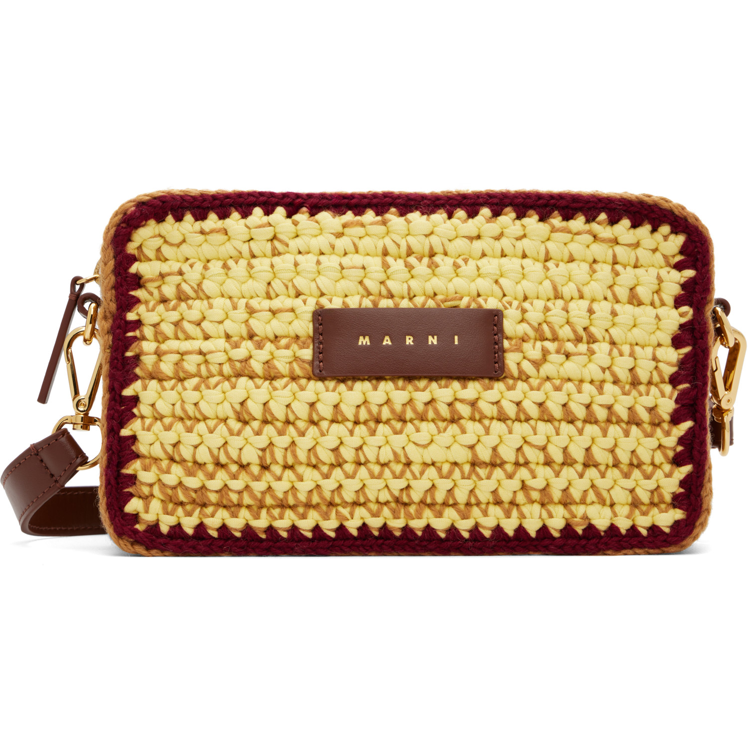 Marni Brown & Yellow Knitted Camera Bag