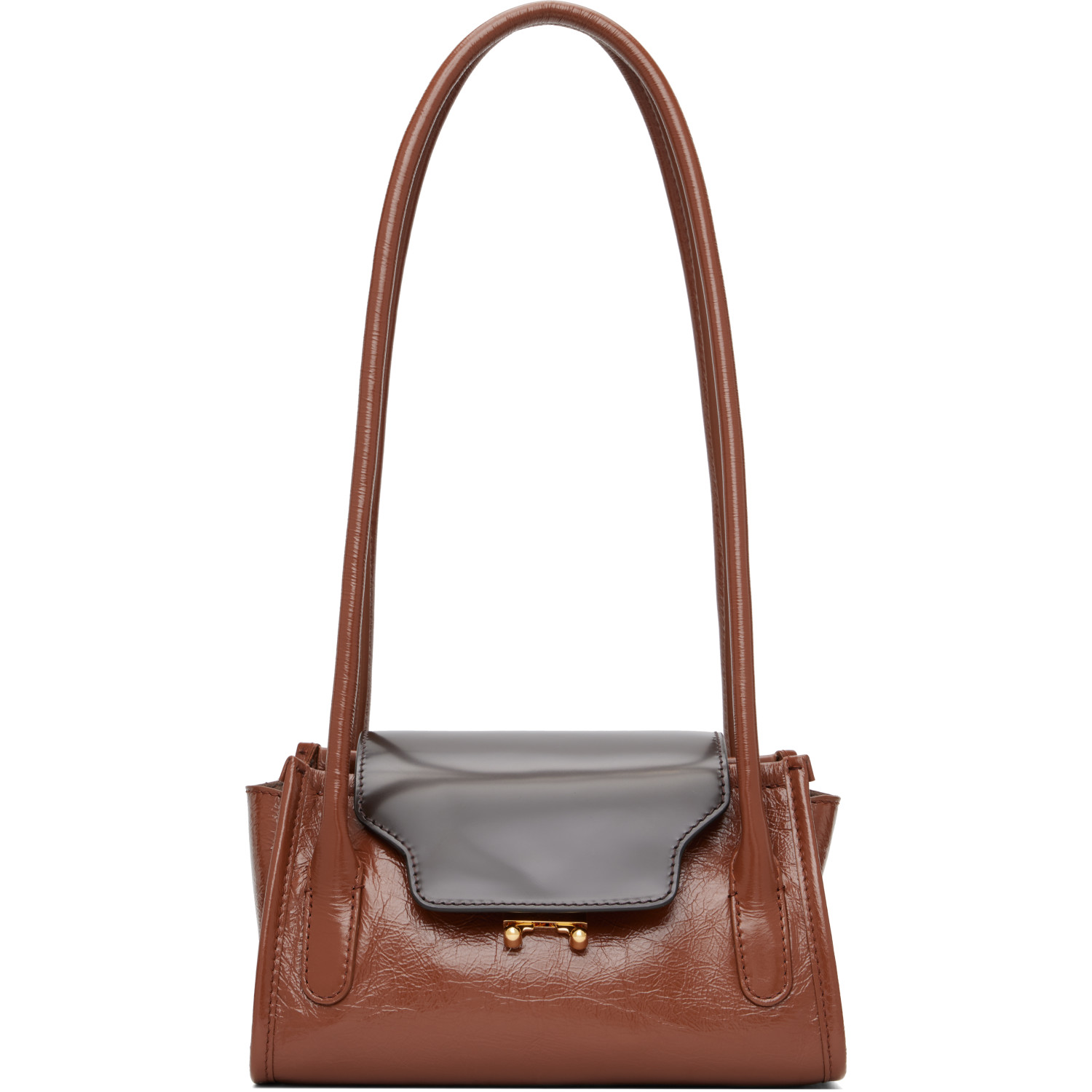 Marni Brown Leather Trunkette Bag