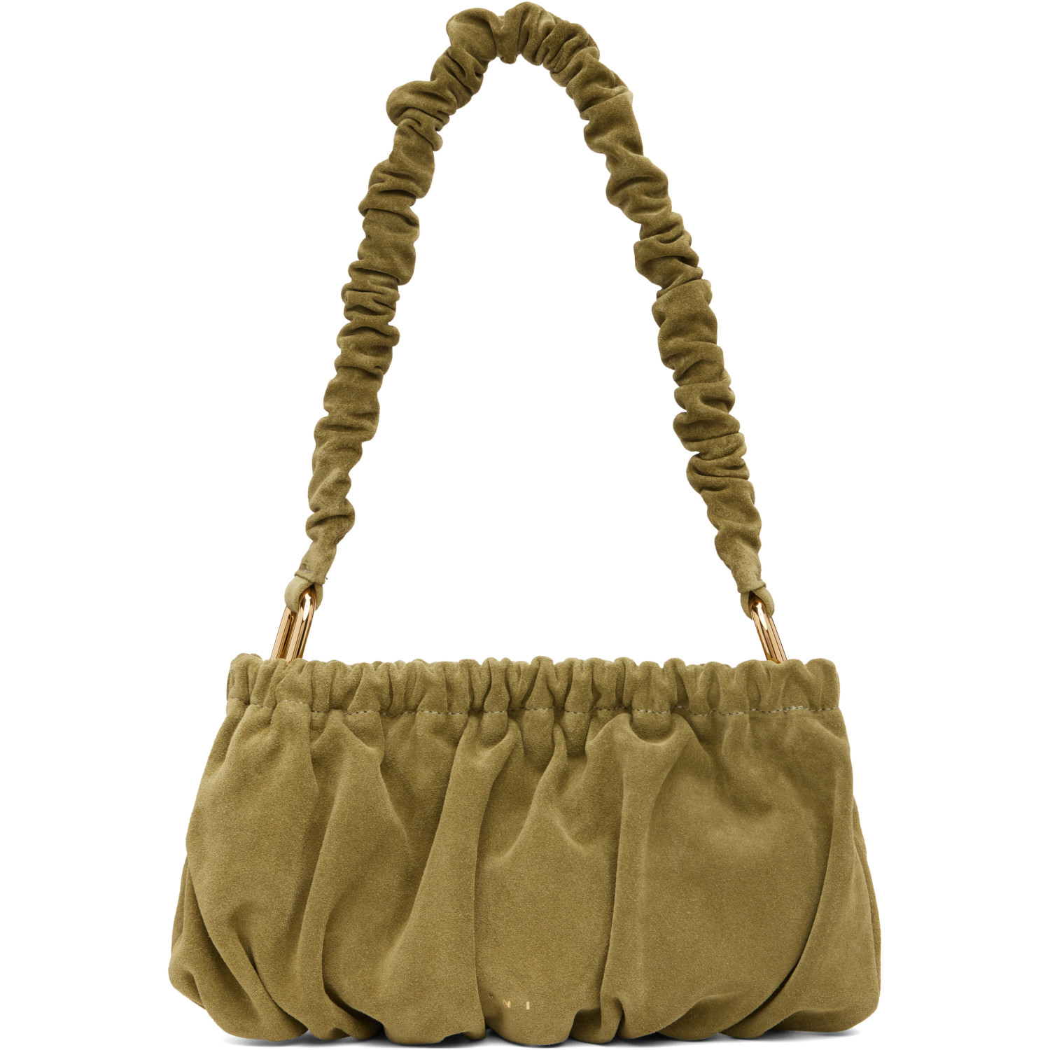 Marni Green Suede Ruffles Clutch Bag