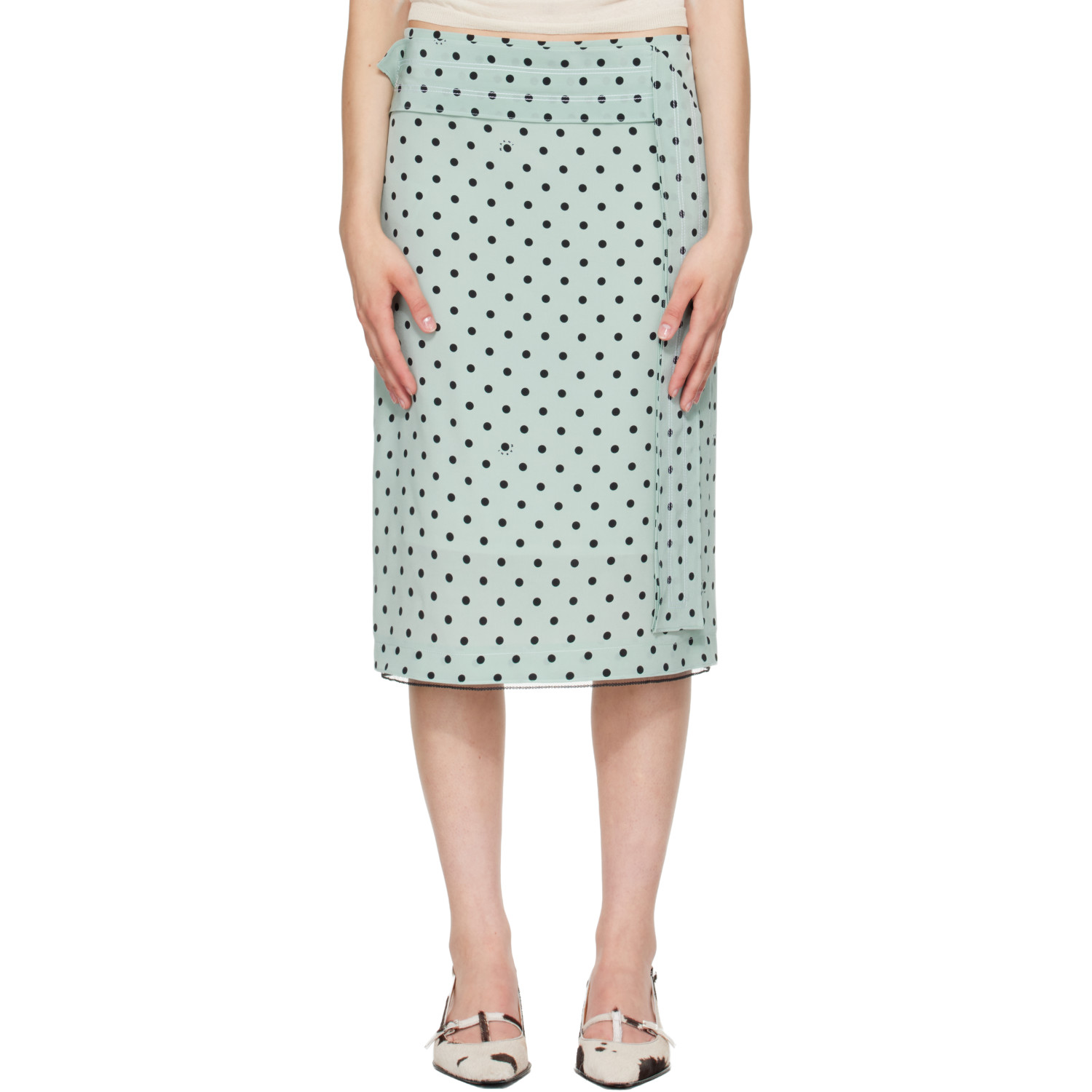 Marni Green Polka Dots Midi Skirt