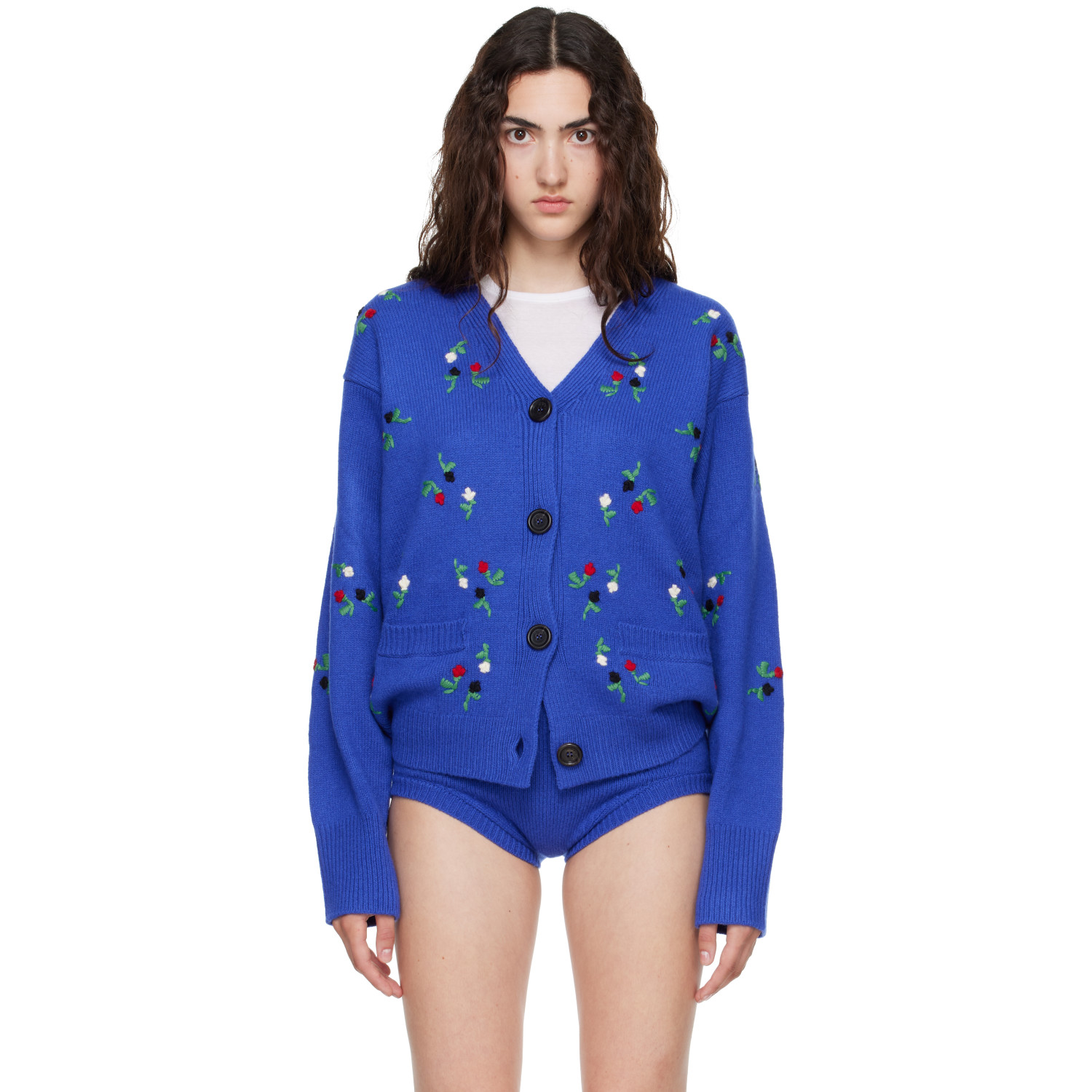 Marni Blue Floral Details Cardigan