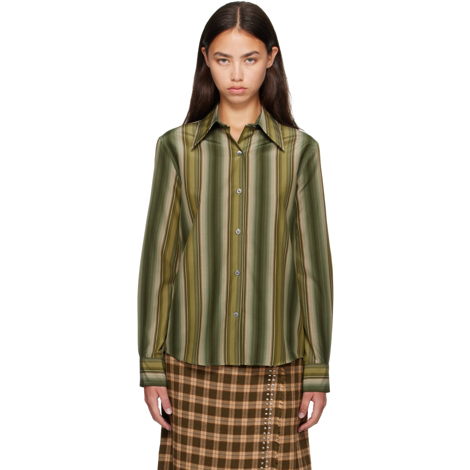 Marni Green Cotton Silk Shirt