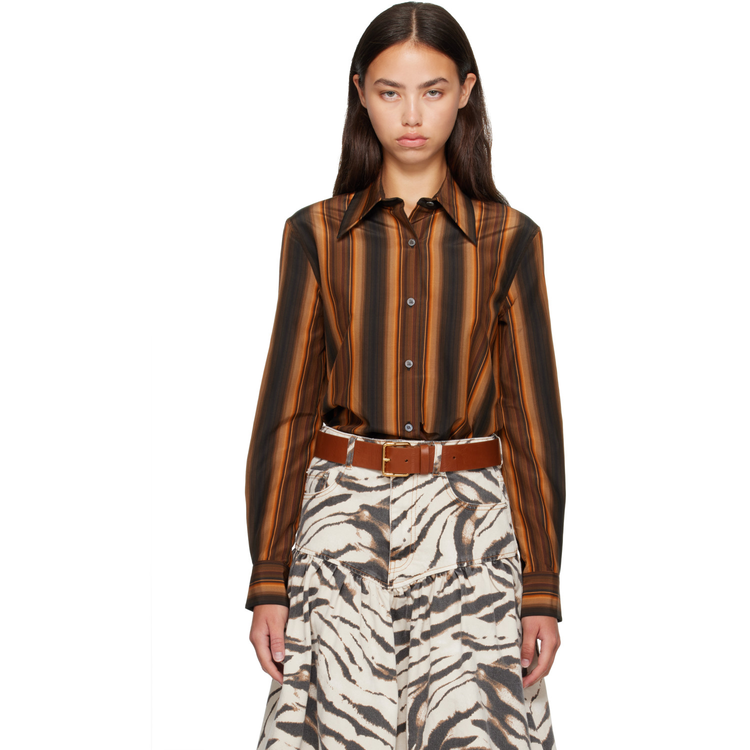 Marni Orange Silk Shirt