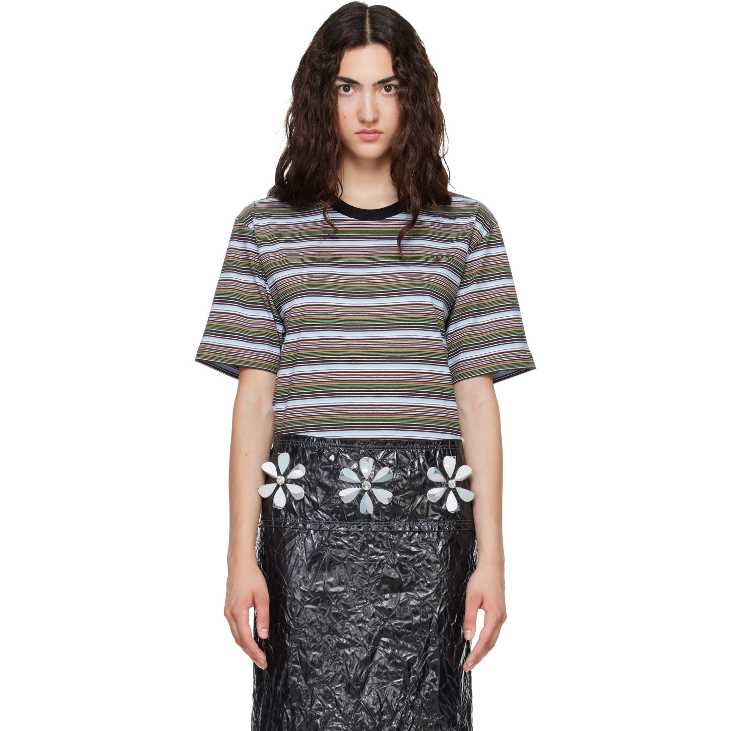 Marni Multicolor Striped Cotton T-shirt