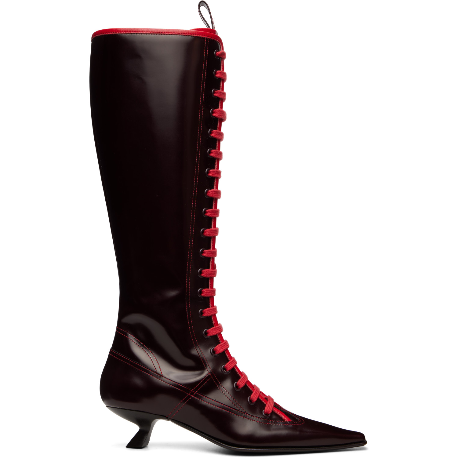 Marni Brown Leather Lace-Up Tall Boots