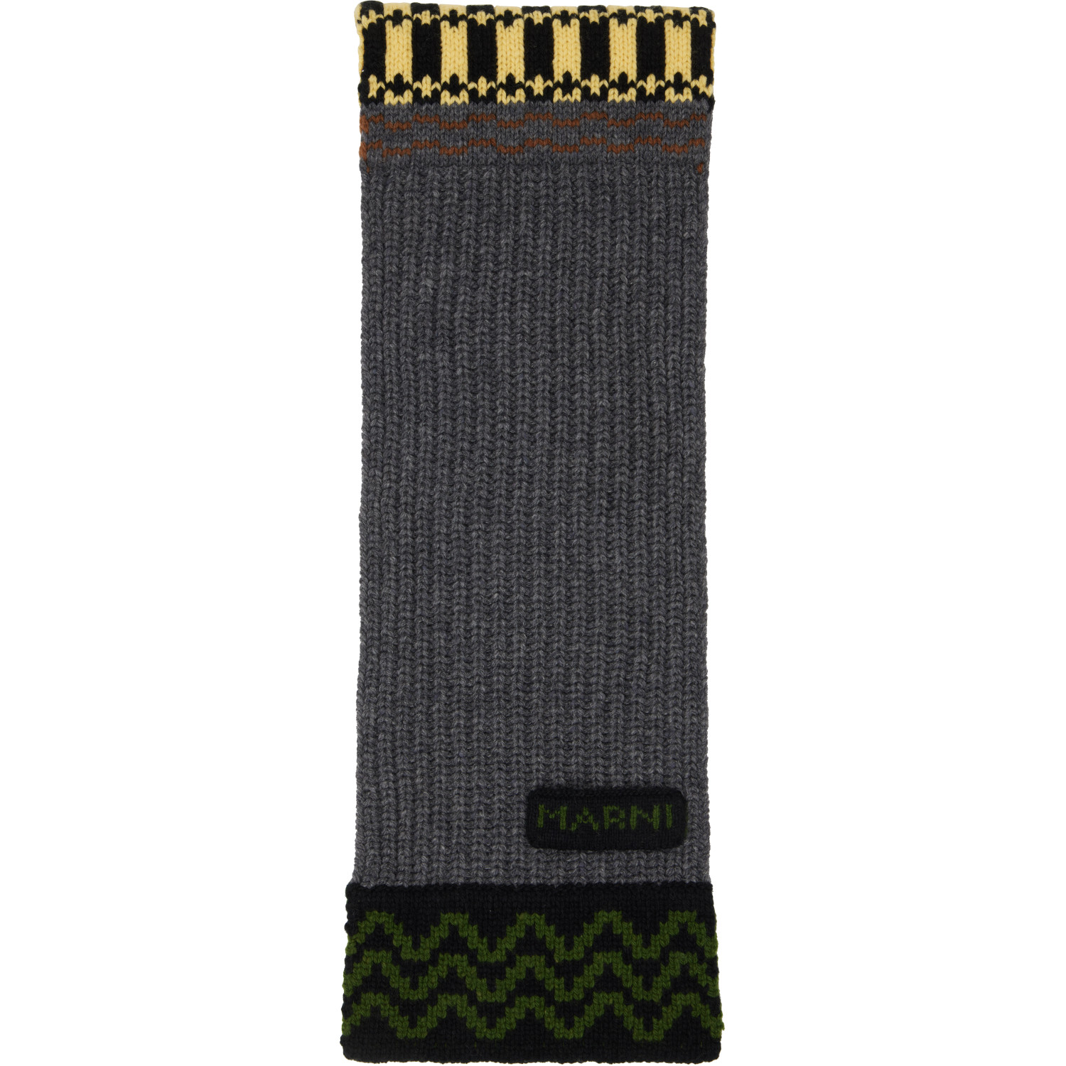 Marni Gray & Yellow Wool Scarf