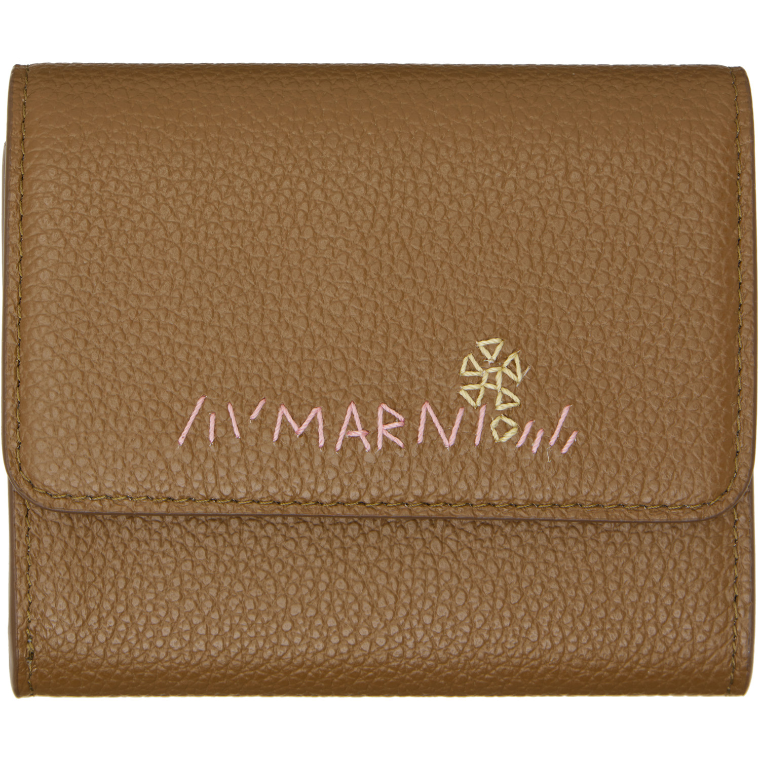 Marni Khaki 'Marni Mending' Leather Flap Card Holder