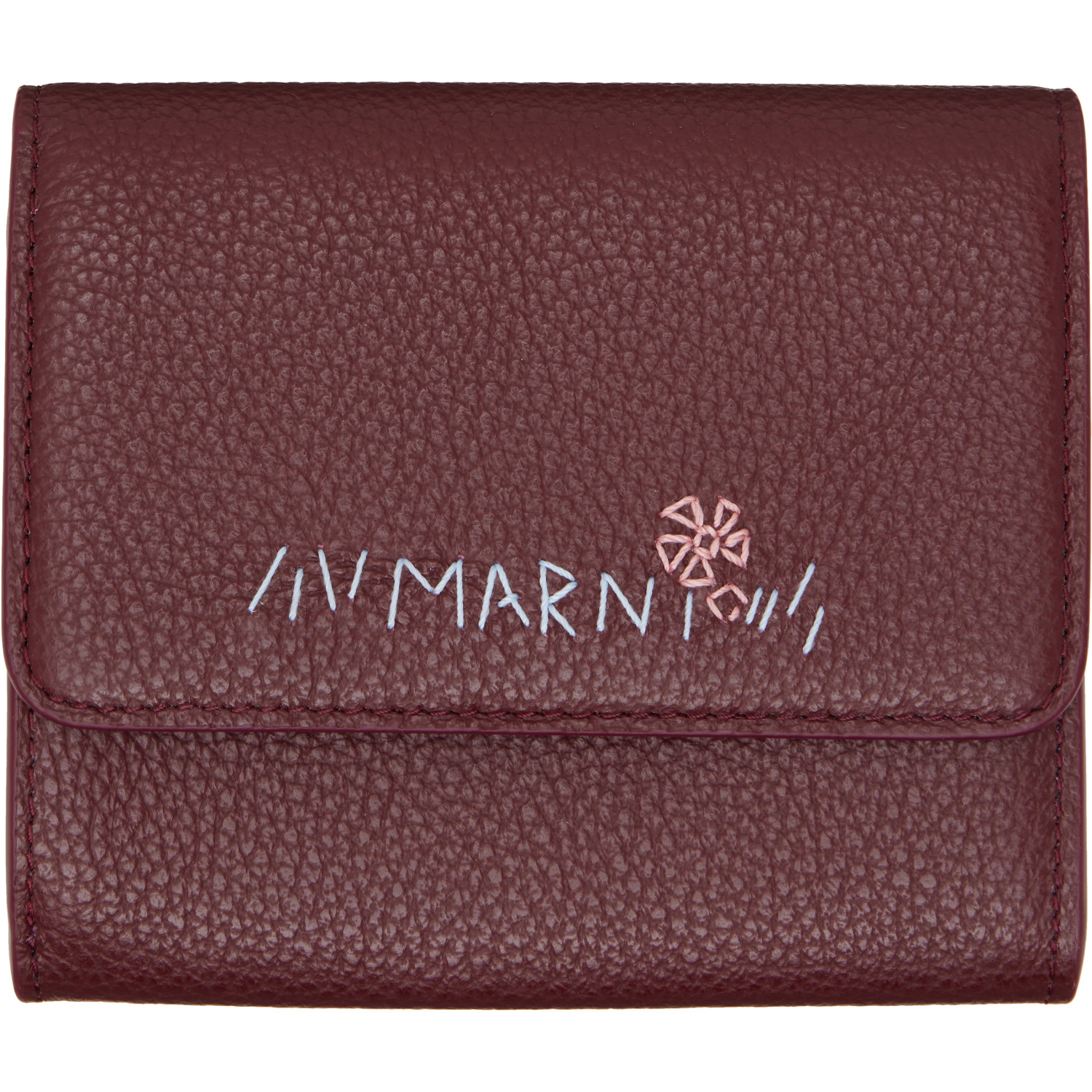 Marni Burgundy 'Marni Mending' Leather Flap Card Holder