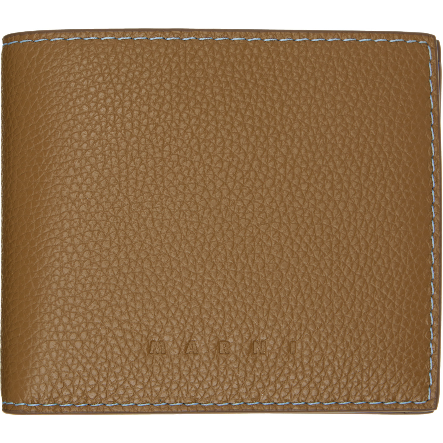 Marni Khaki Contrast Stitching Leather Bifold Wallet