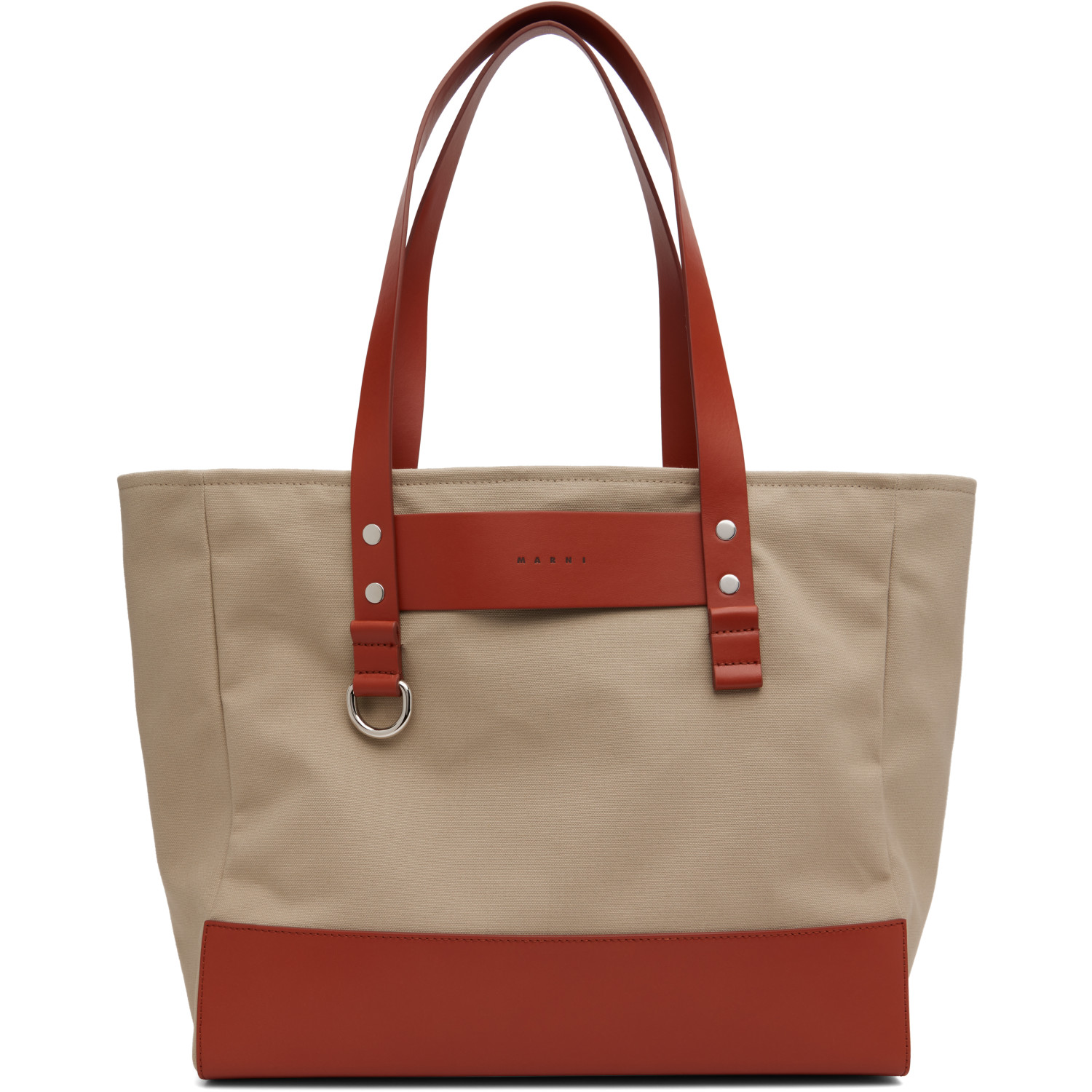 Marni Beige & Orange Canvas Tote