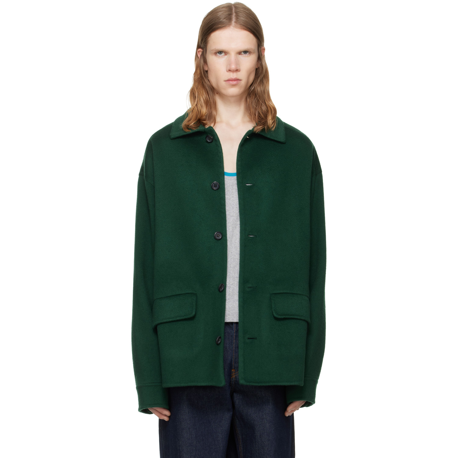 Marni Green Wool-Cashmere Jacket