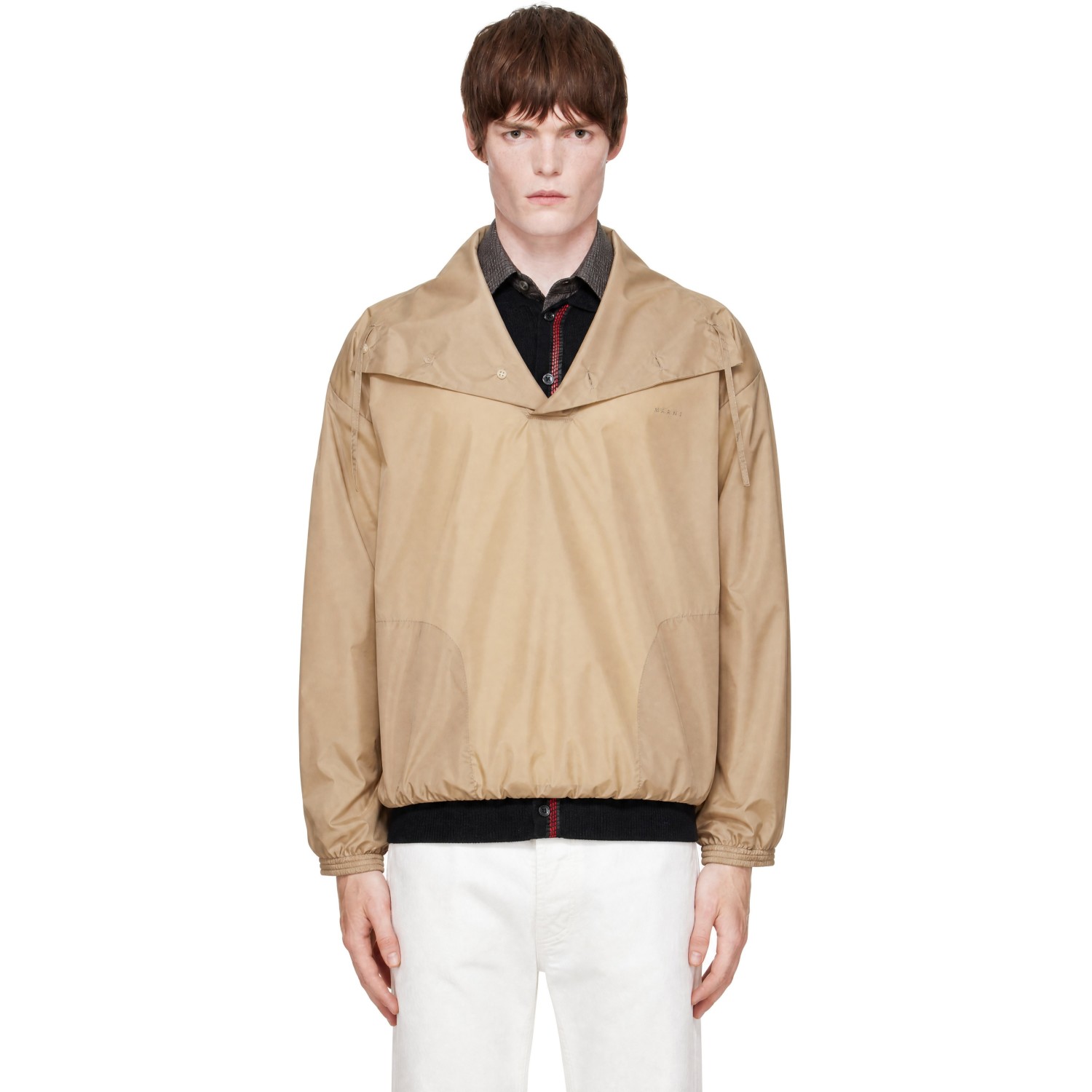 Marni Beige Nylon Funnel Neck Jacket