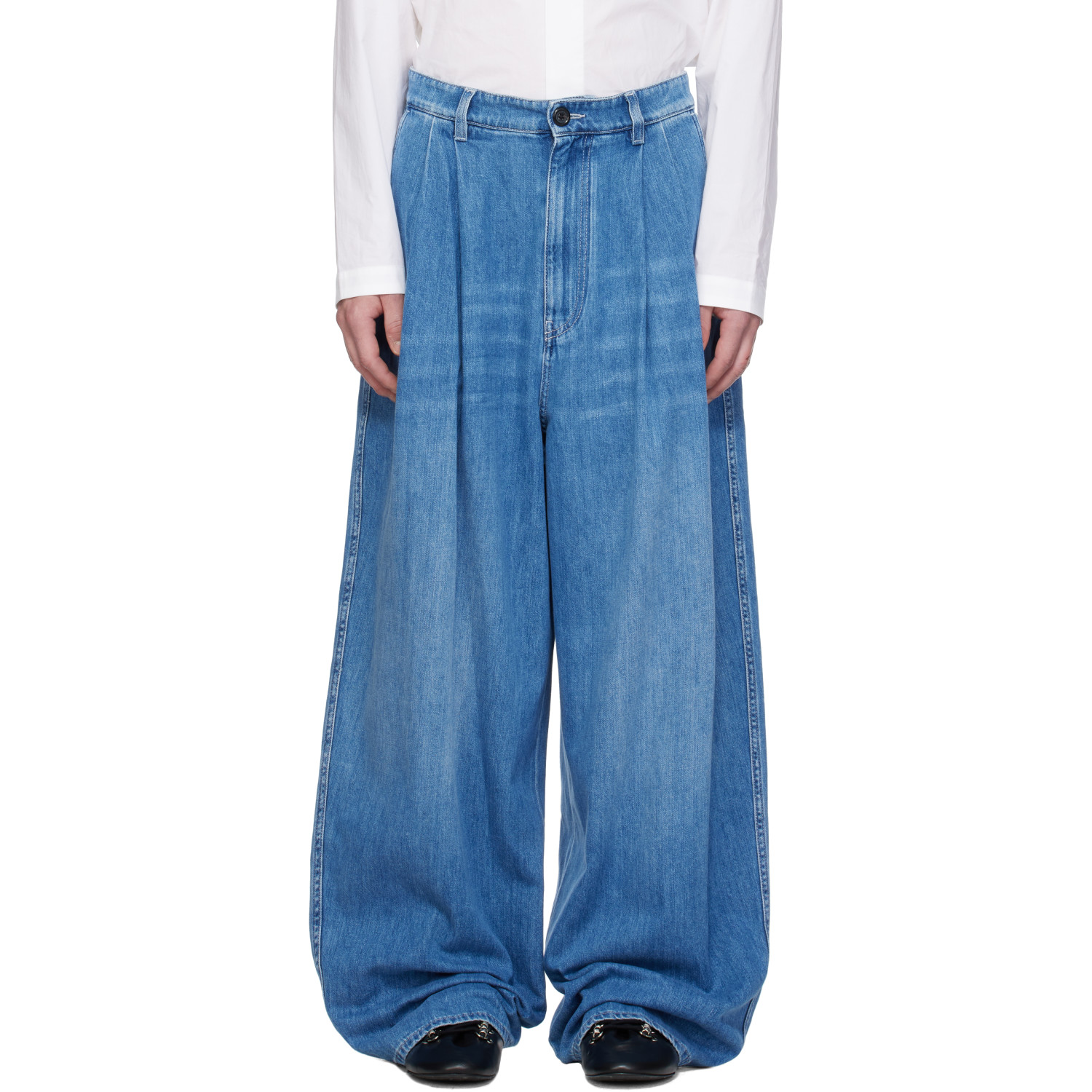 Marni Blue Pleated Jeans