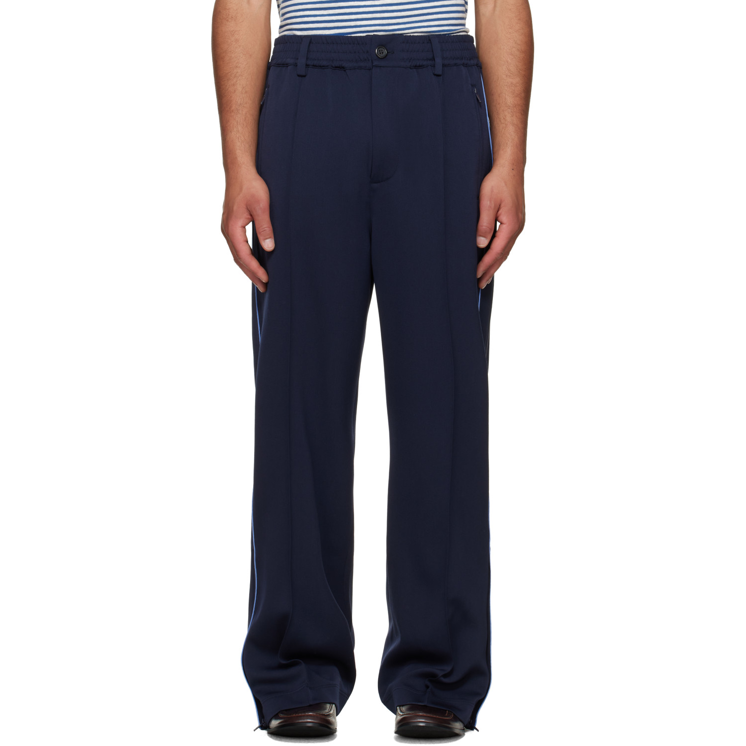 Marni Navy Piped Wool Twill Trousers