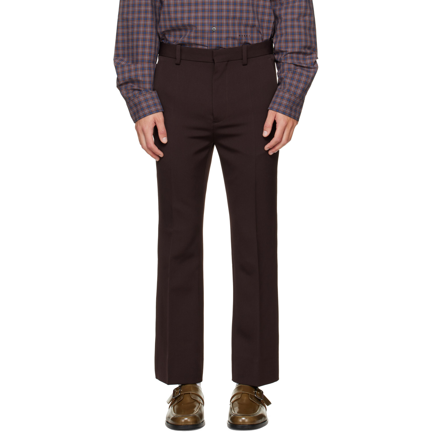 Marni Brown Regimental Wool Trousers