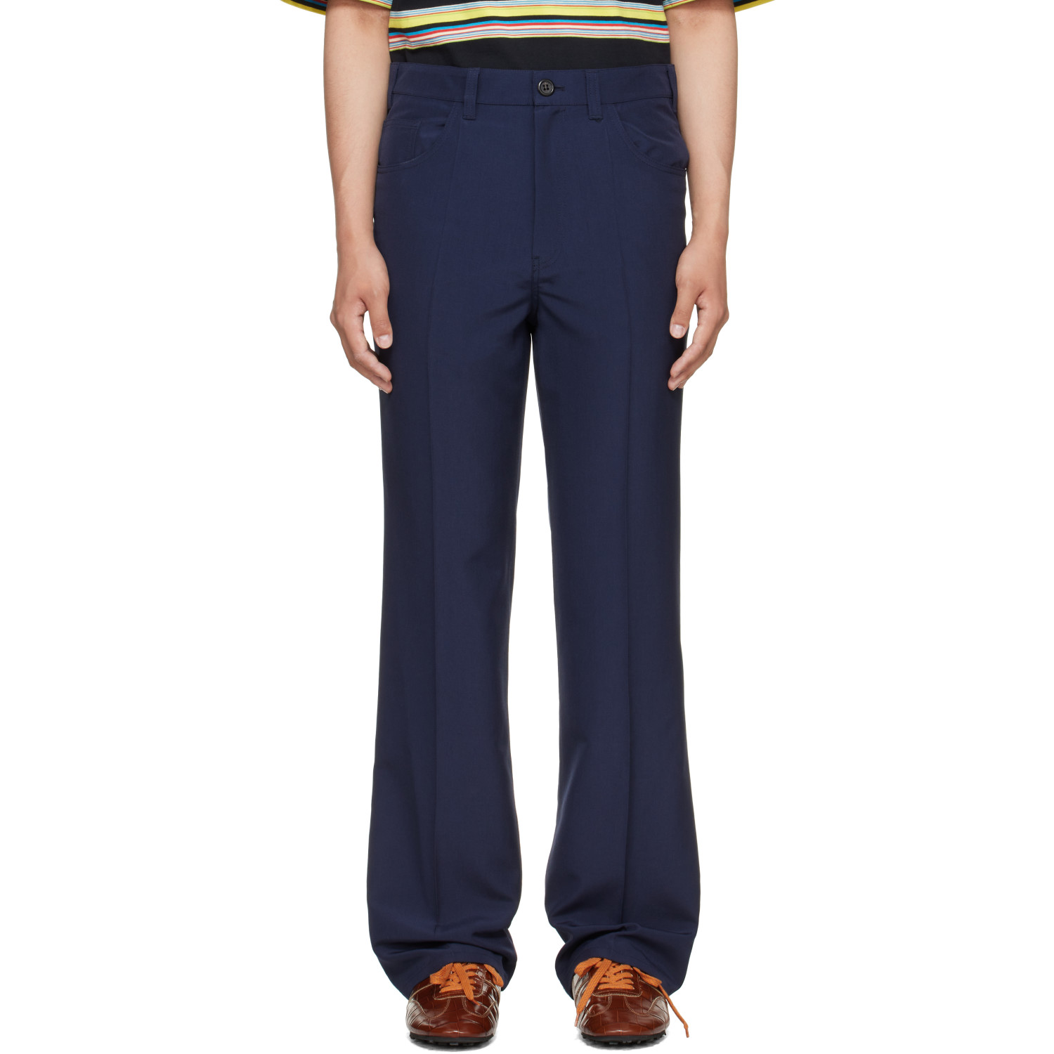 Marni Navy Virgin Wool Trousers