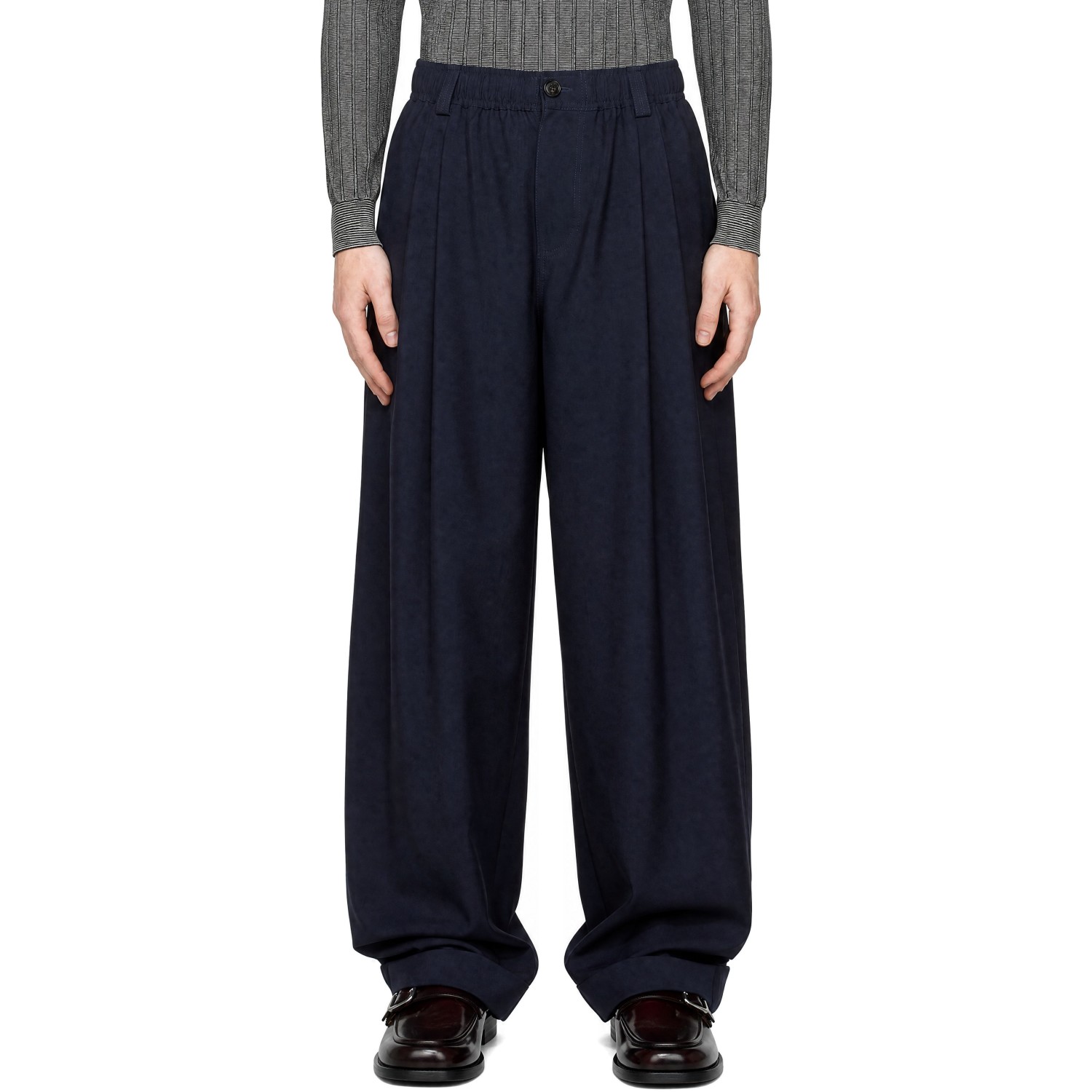 Marni Navy Pleated Trousers