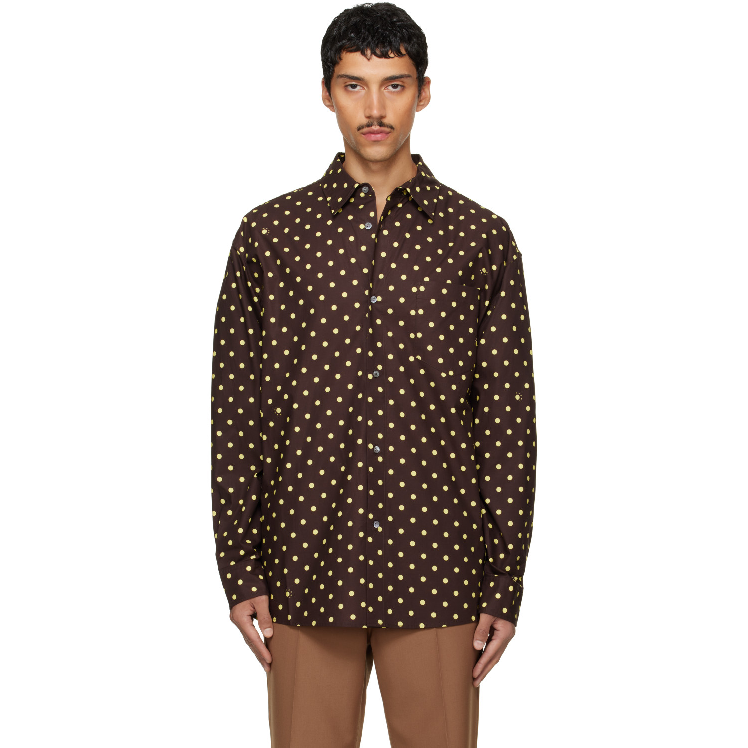 Marni Brown & Yellow Polka-Dot Shirt