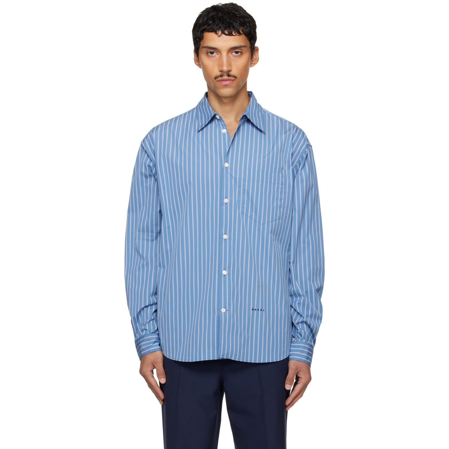 Marni Blue Striped Shirt