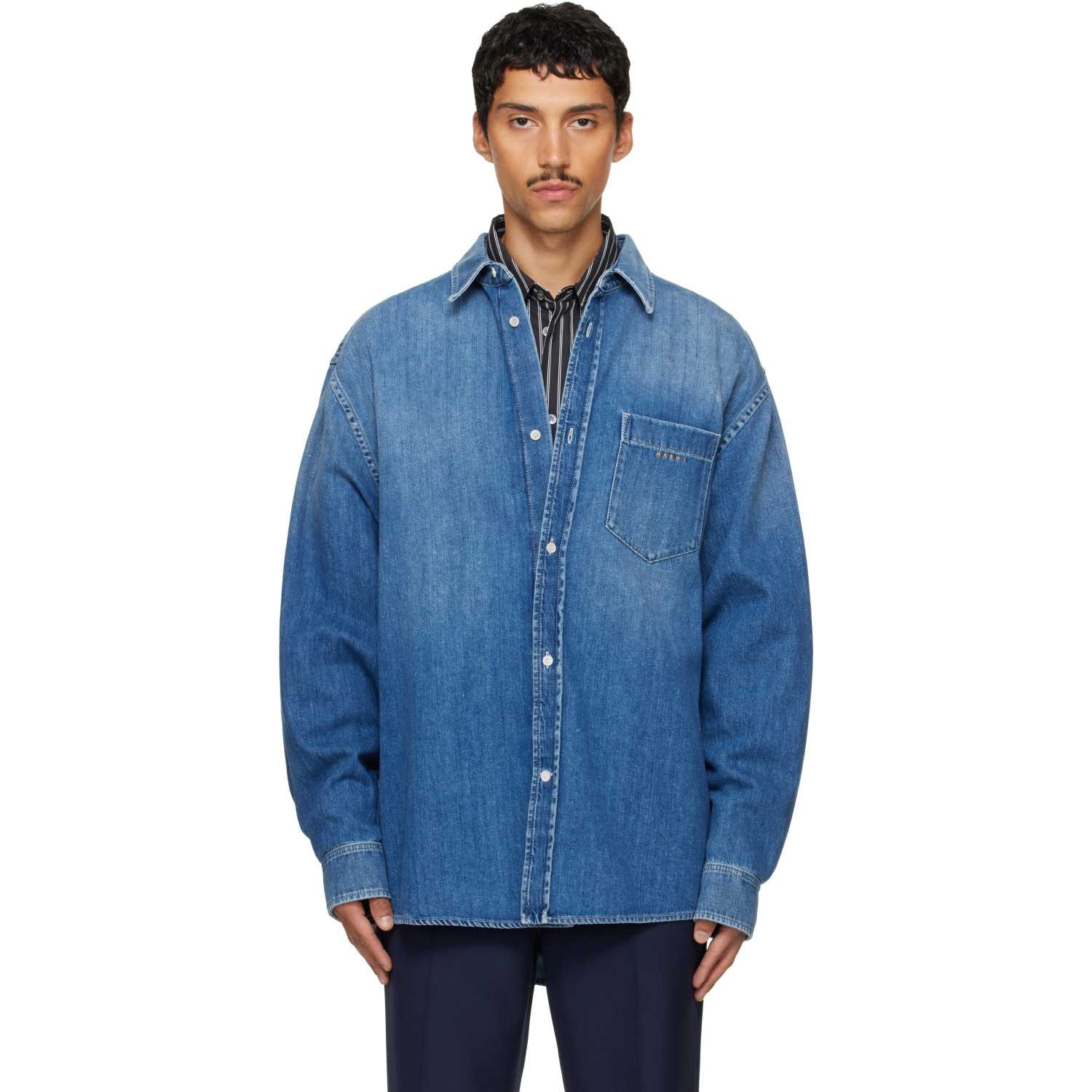 Marni Blue Faded Denim Shirt