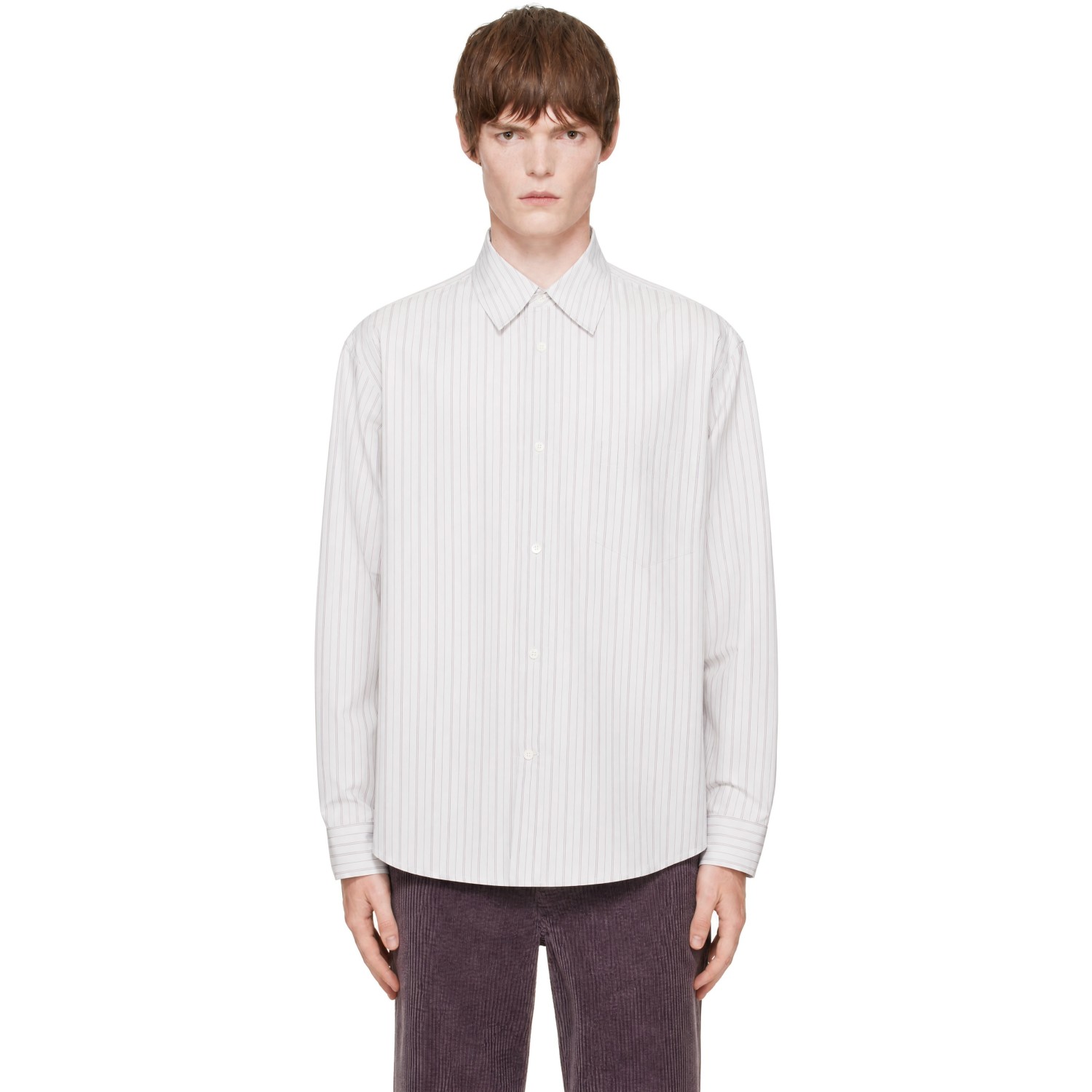 Marni White Techno Poplin Thin Stripe Shirt