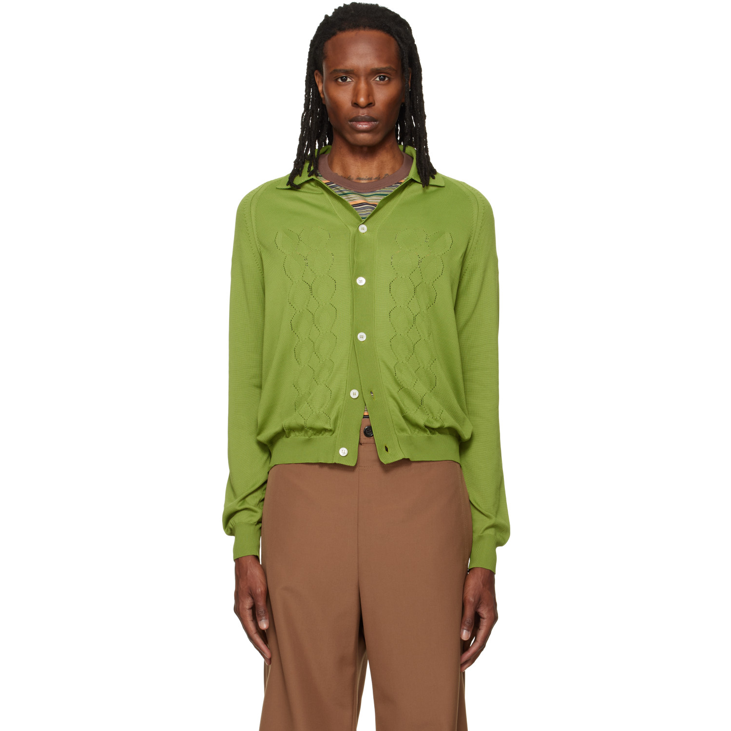 Marni Green Pointelle Cardigan