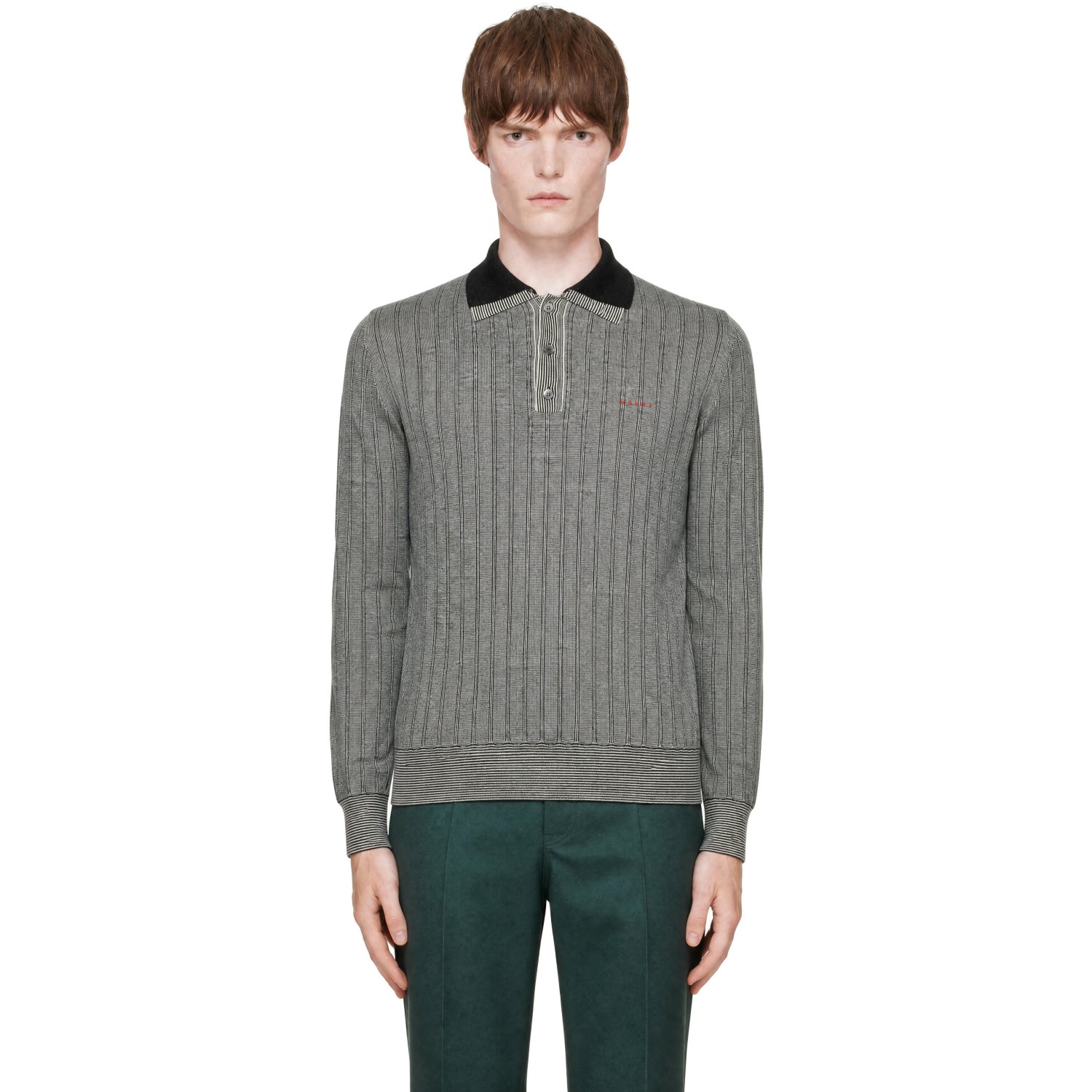 Marni Black & White Virgin Wool Polo