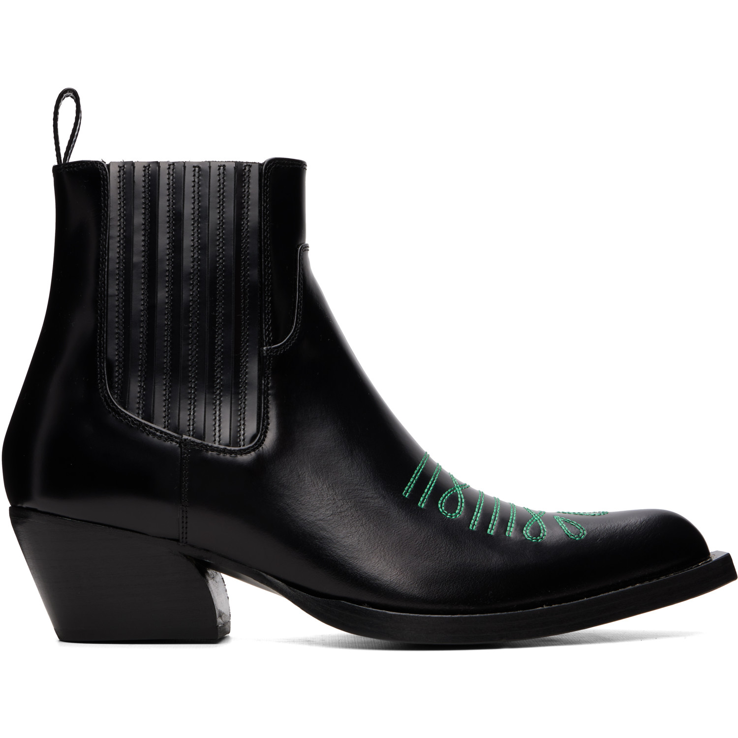 Marni Black Embroidered Chelsea Boots