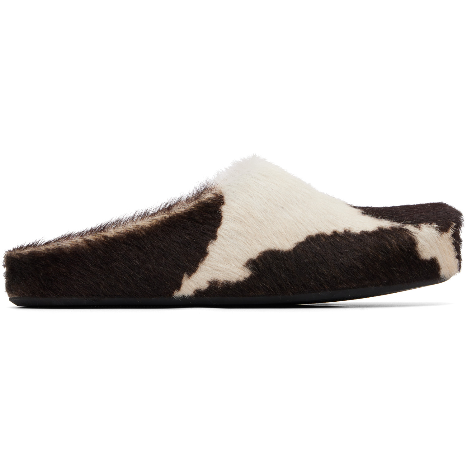 Marni White & Brown Fussbett Sabot Slip-on Loafers