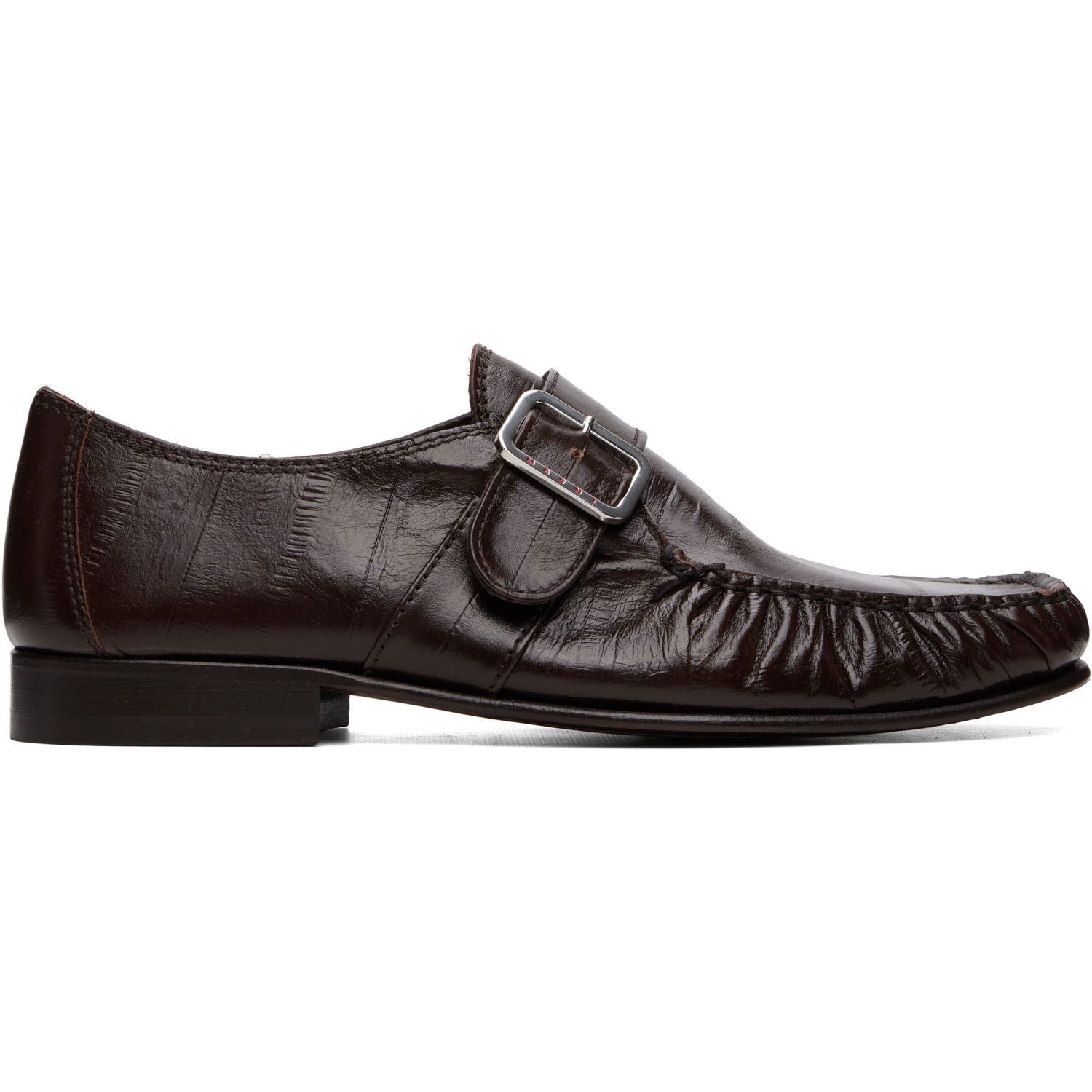 Marni Brown Eel-Effect Leather Wallabee Loafers