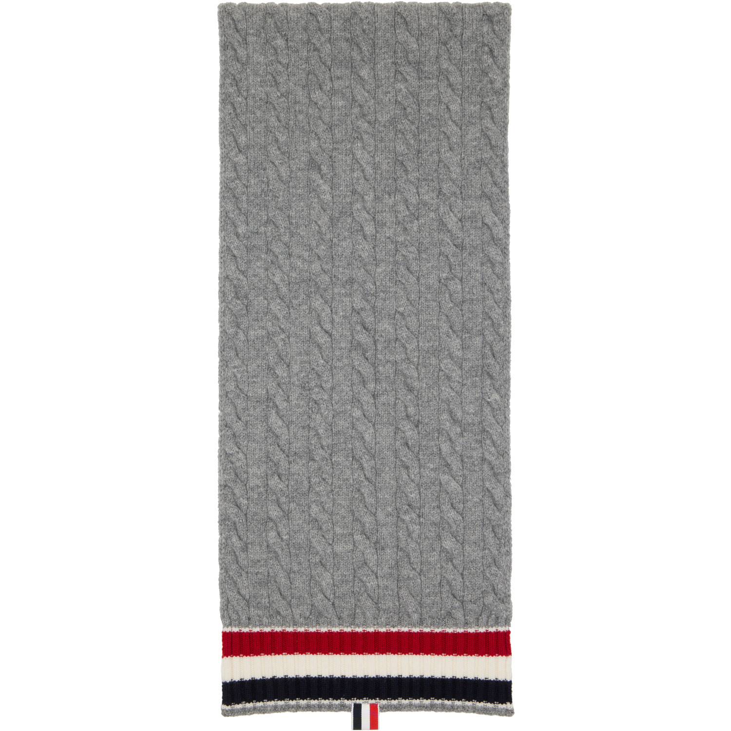Thom Browne Gray Cable Knit Wool Scarf