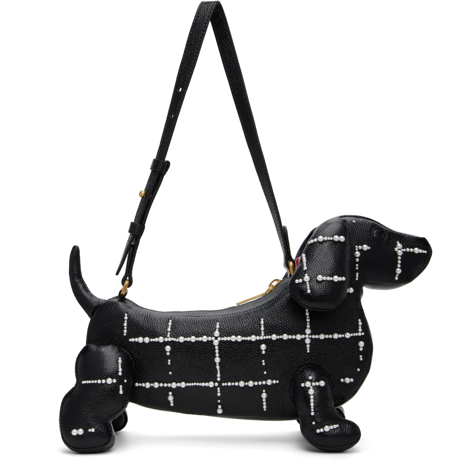 Thom Browne Black Windowpane Pearl Baby Hector Bag