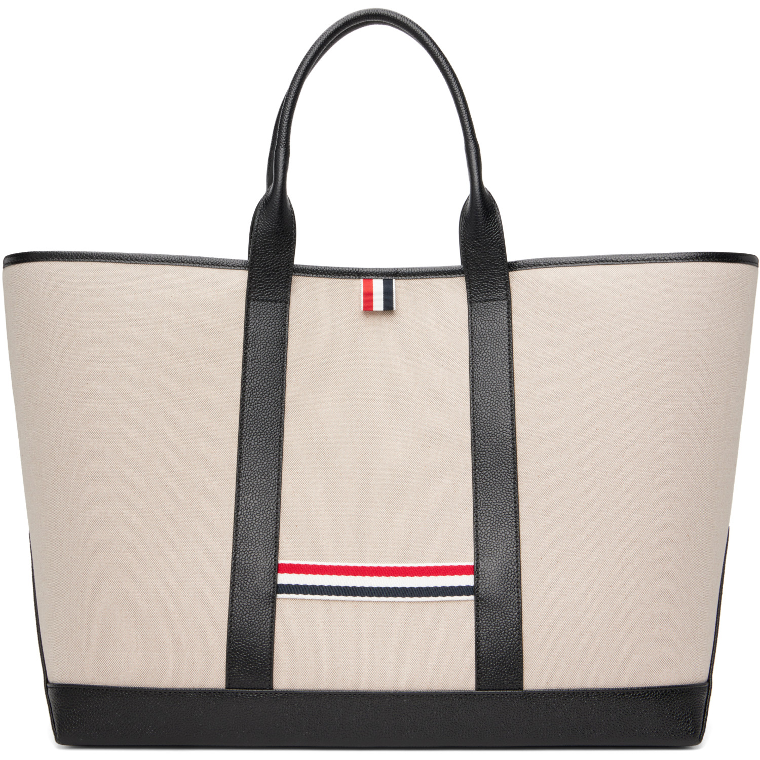 Thom Browne Beige Salt & Pepper Cotton Canvas Oversized Tool Tote