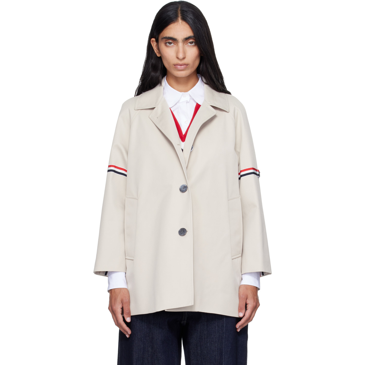 Thom Browne Khaki Armband Cropped Car Coat
