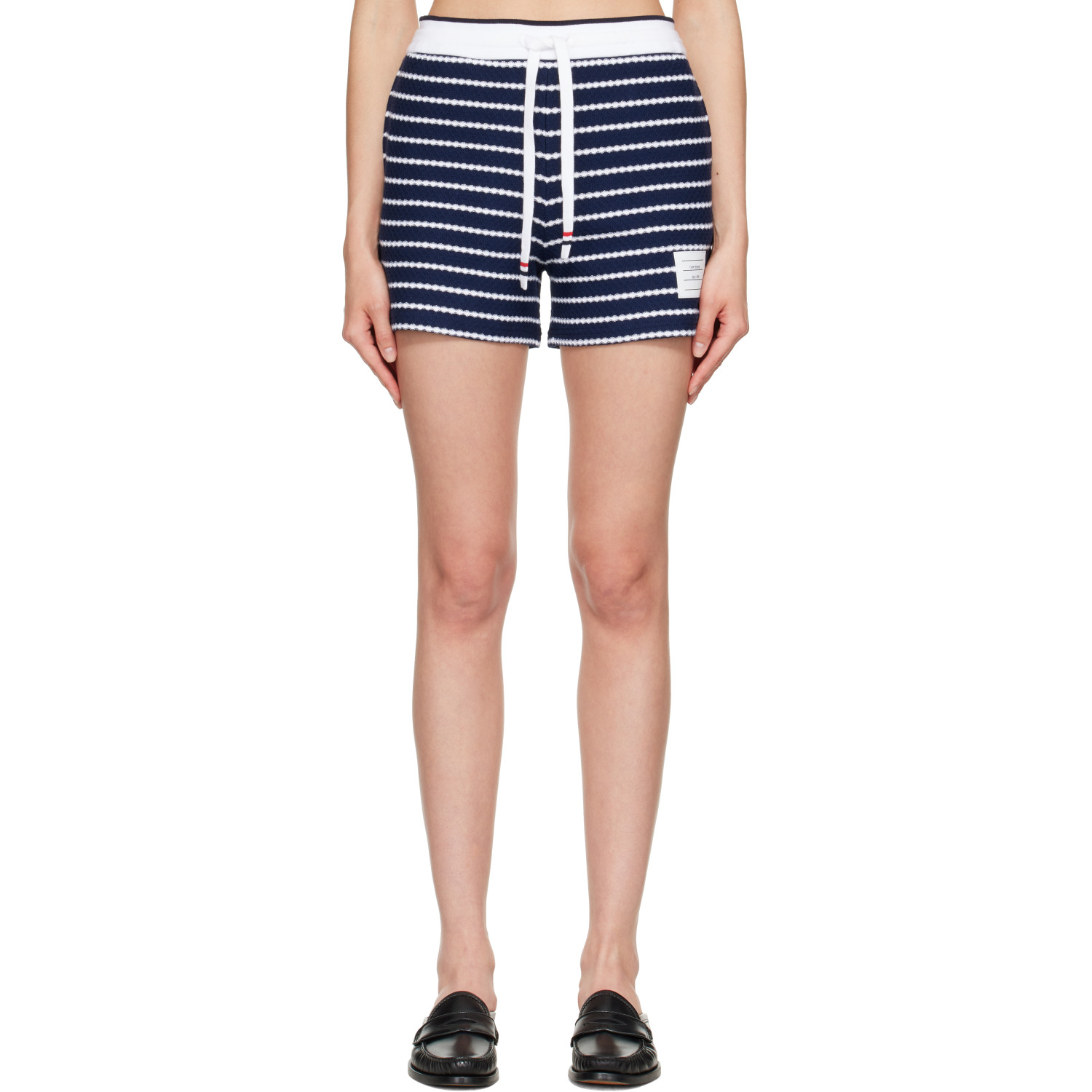 Thom Browne Navy Striped Honeycomb Shorts