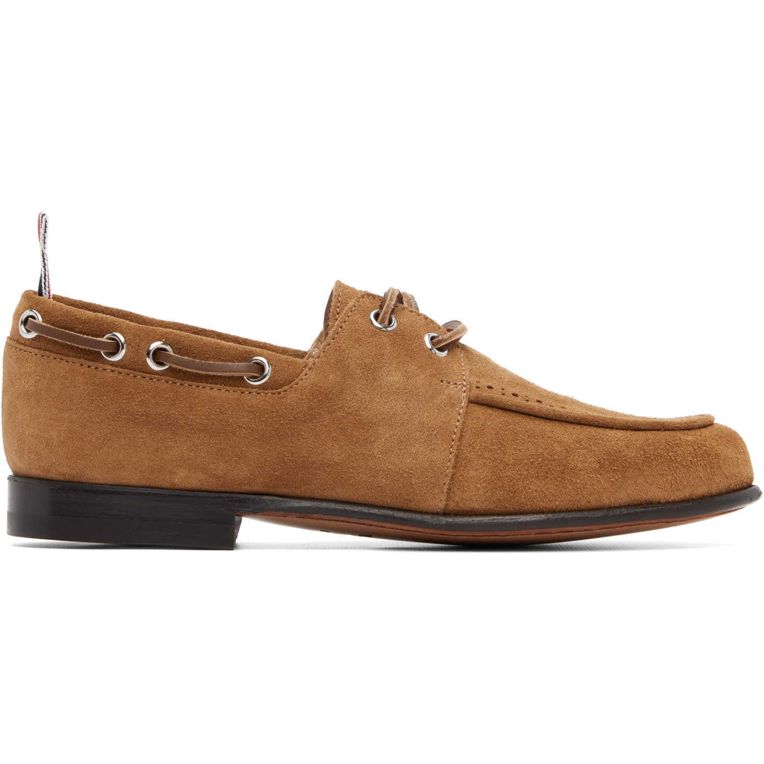 Thom Browne Tan Suede Flex Leather Sole Boat Shoes